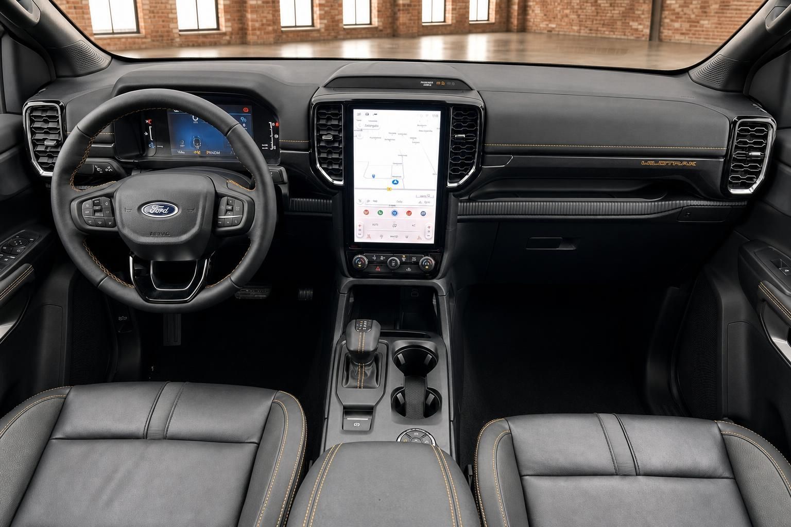 Ford Ranger Wildtrak Cockpit mit Touchscreen und Lederausstattung