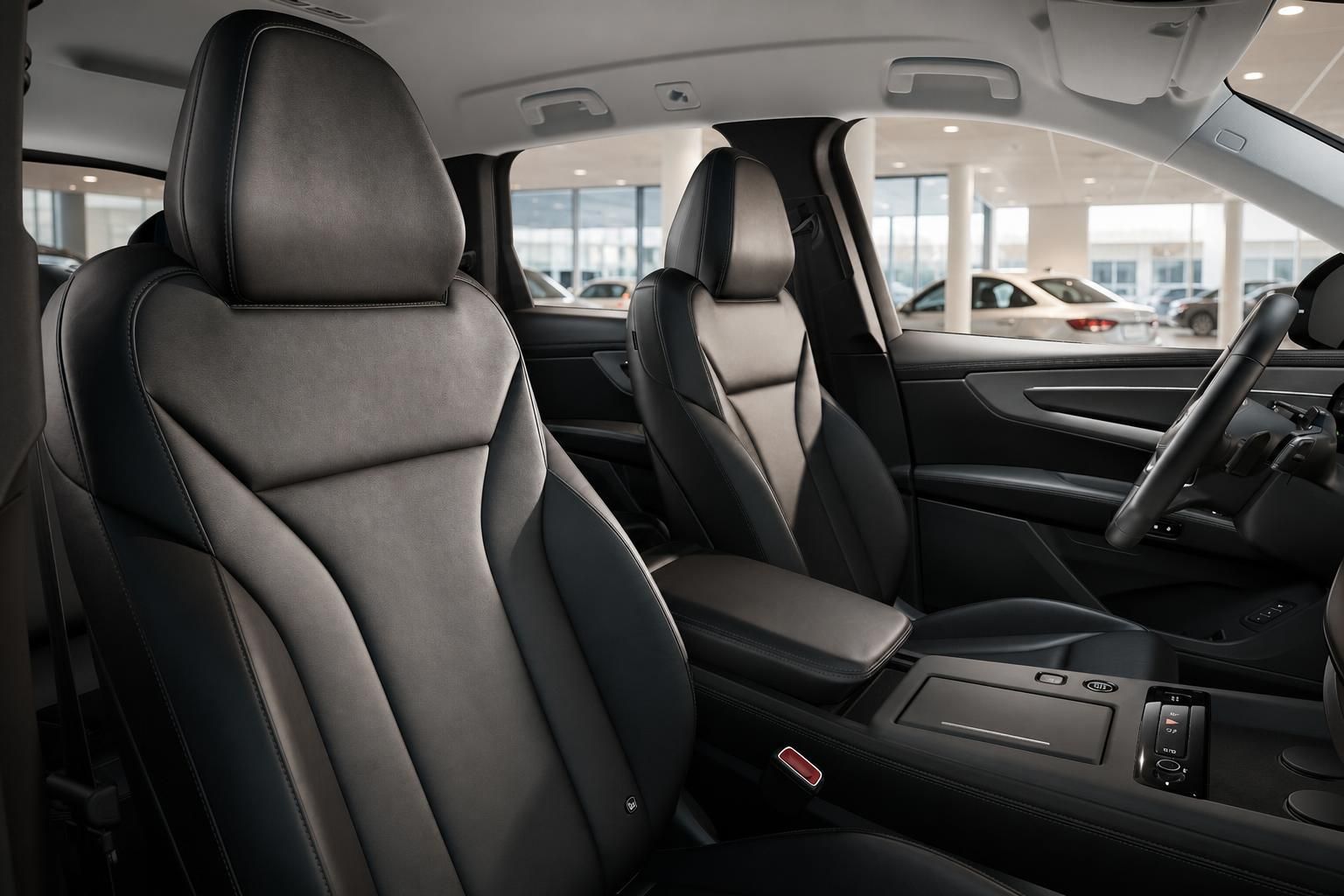 Audi Innenraum Vordersitze und Cockpit in schwarzem Leder