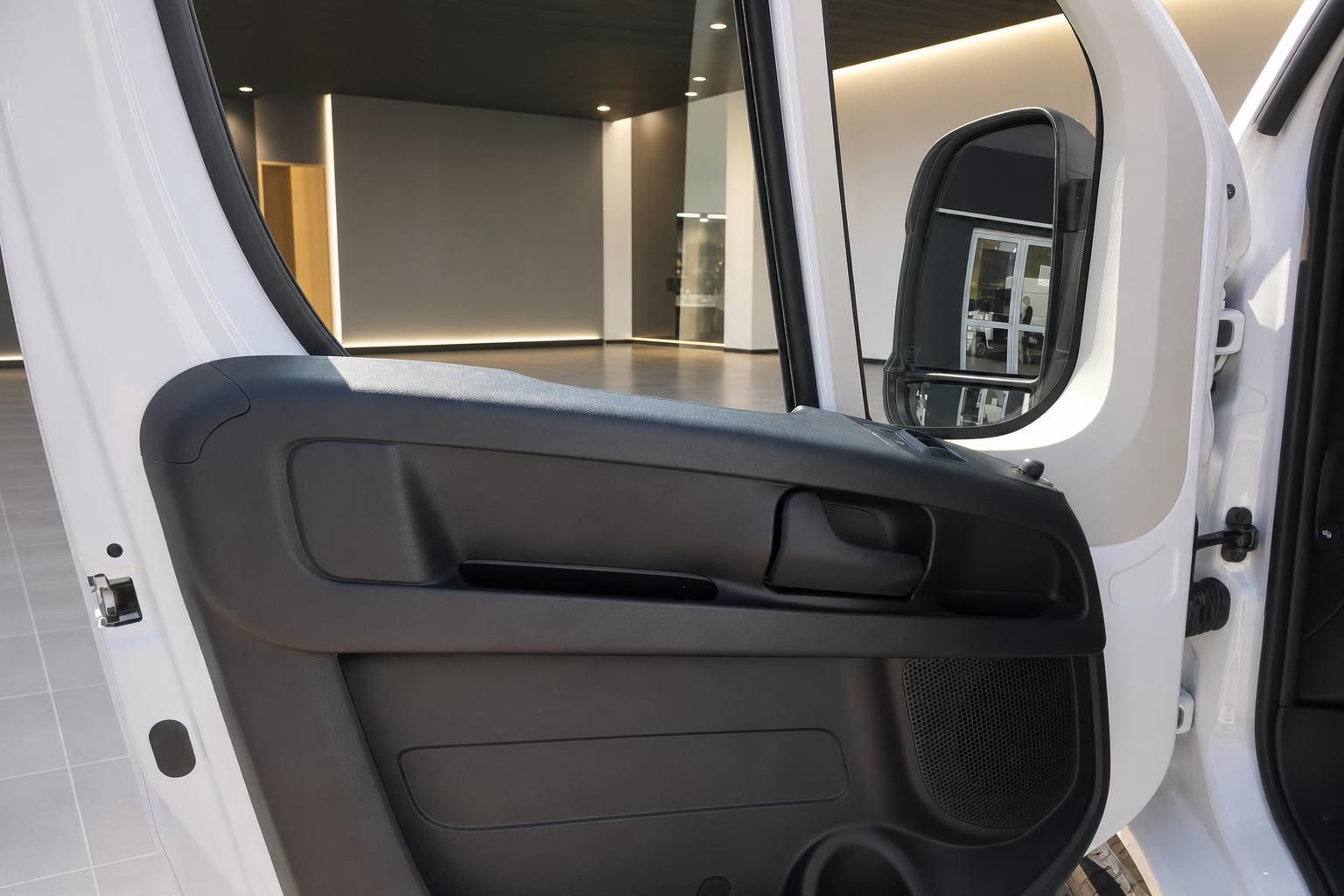 Fahrertür mit Außenspiegel und Türverkleidung im Detail