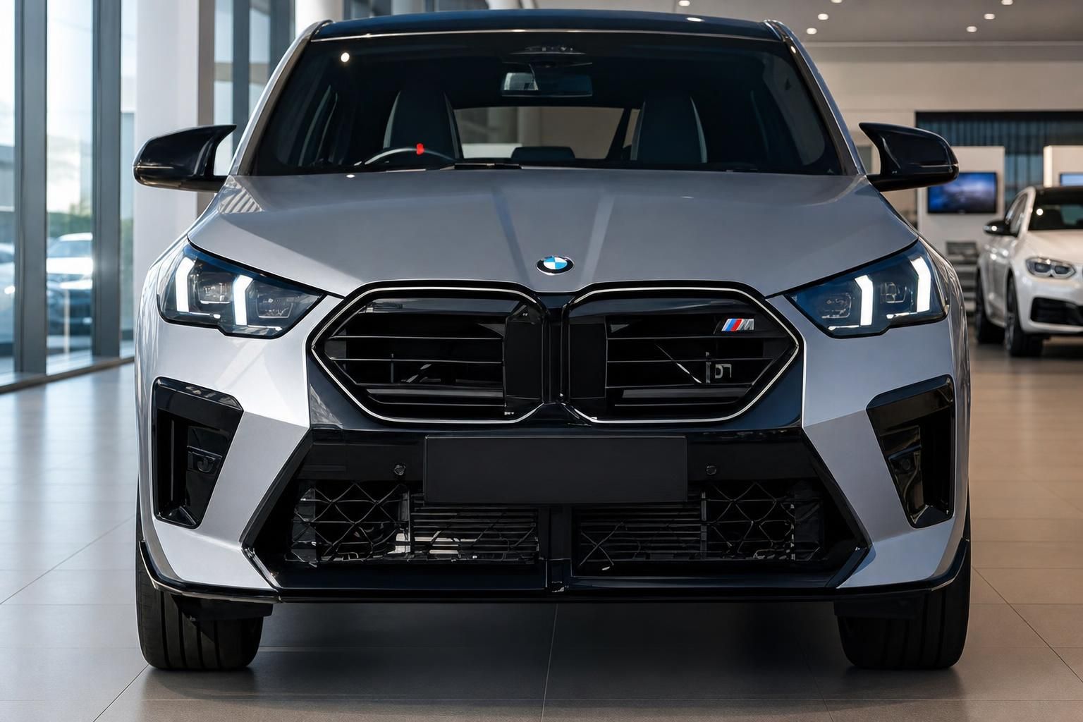 BMW X Modell Frontansicht mit M Kühlergrill im Autohaus