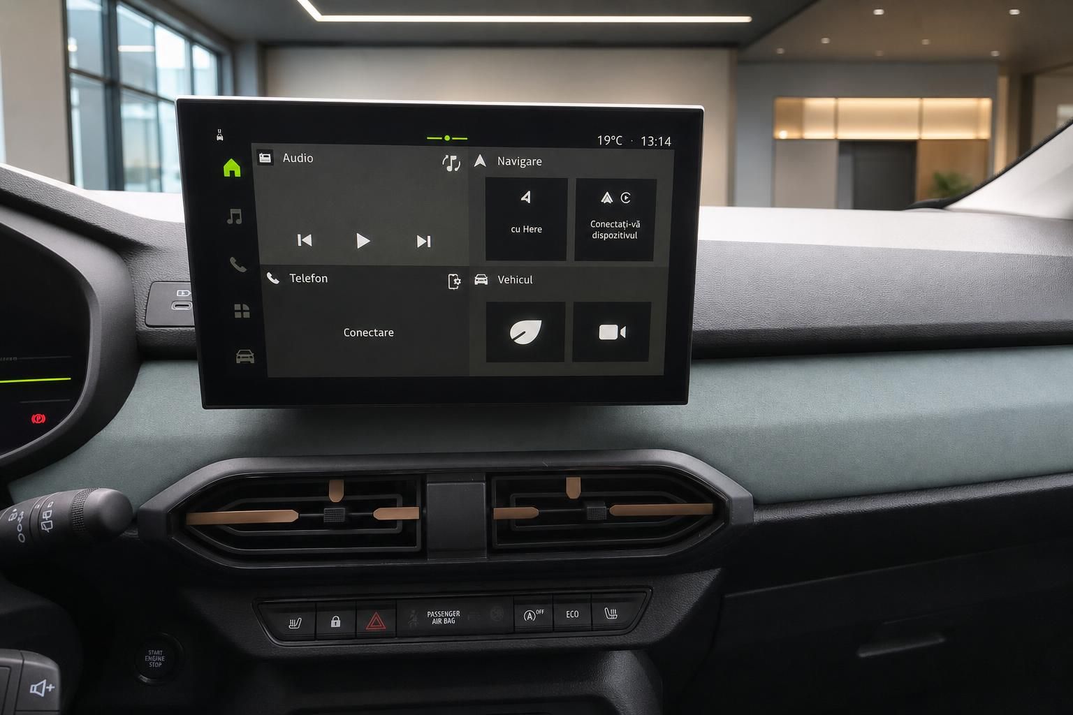 Dacia Infotainment-Display mit Navigation und Audio Menü