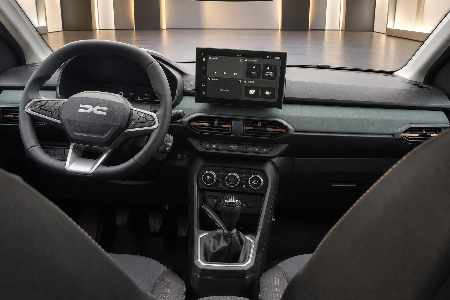 Dacia Sandero Cockpit mit Lenkrad und Touchscreen-Infotainment