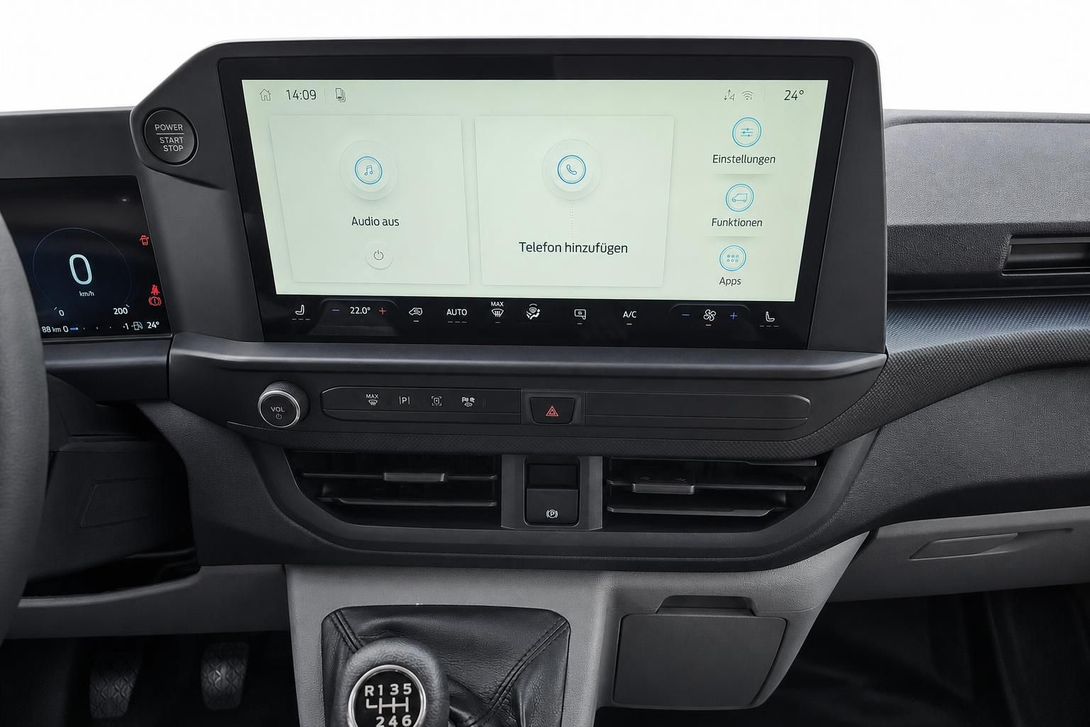 Touchscreen Infotainment im Ford Transit Custom Cockpit