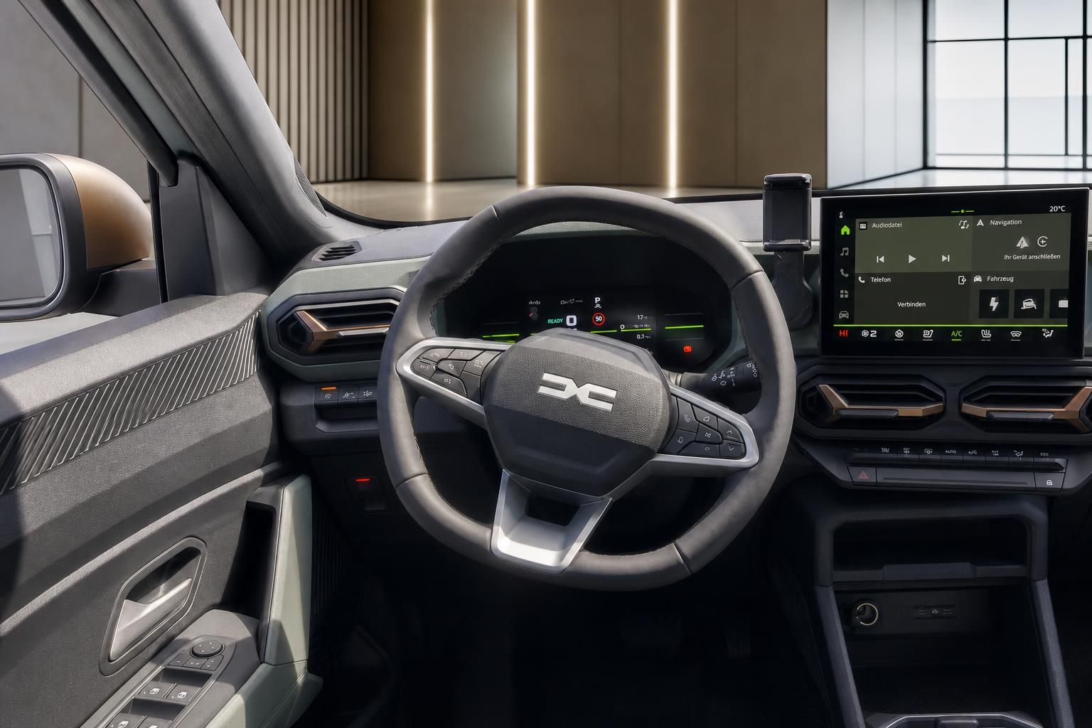 Dacia Duster Cockpit mit Lenkrad, Display und Armaturenbrett Detailansicht