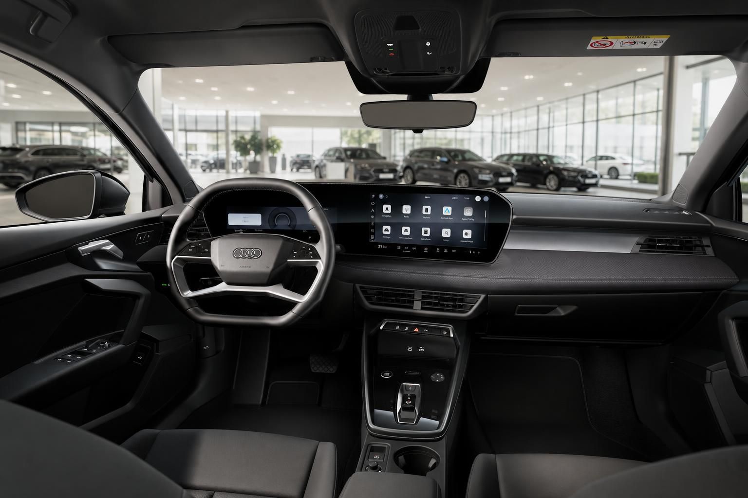 Audi Innenraum mit Cockpit, Lenkrad und Multimedia-Display