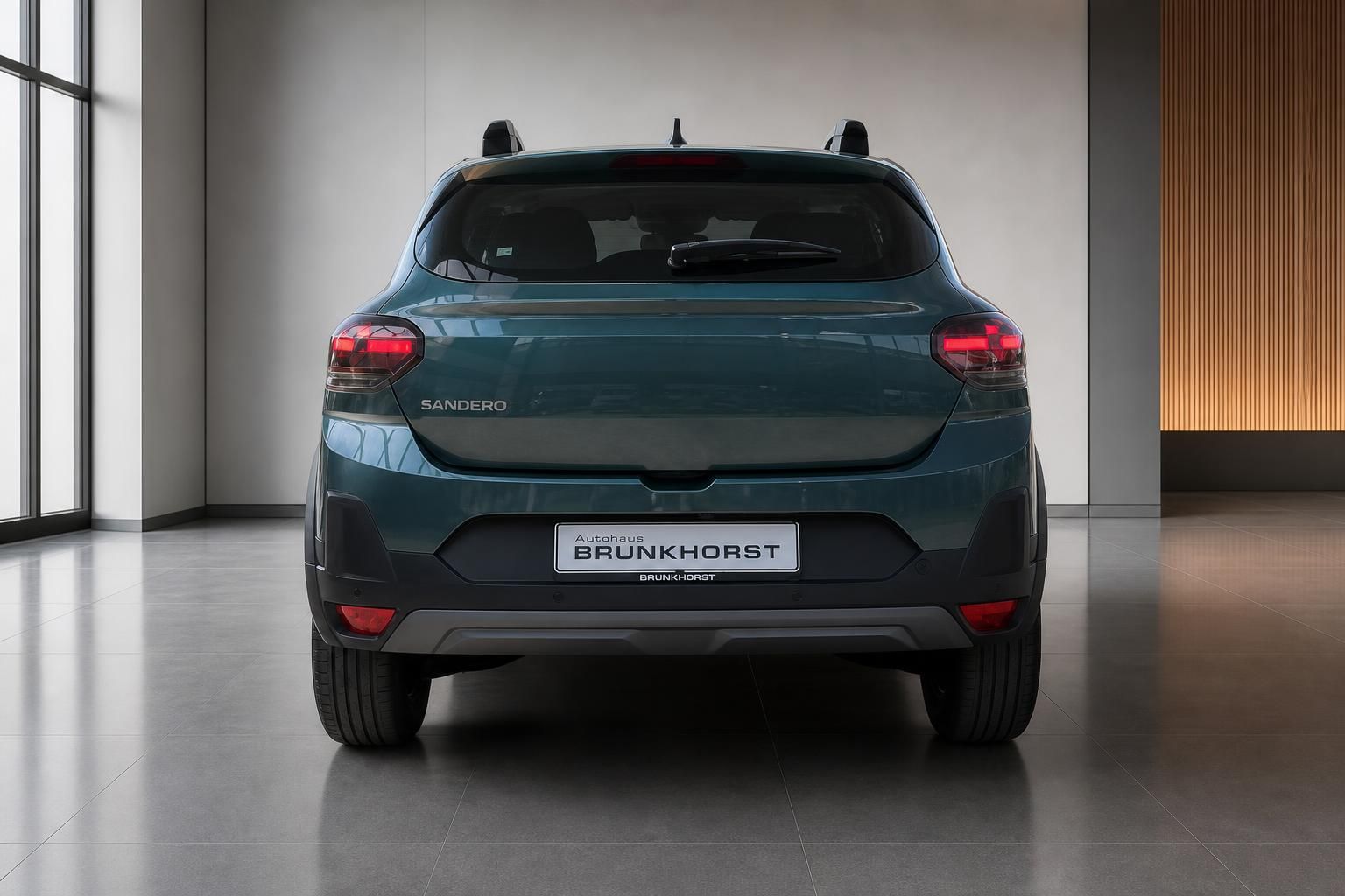 Dacia Sandero Stepway Heckansicht in Grün, Autohaus Brunkhorst