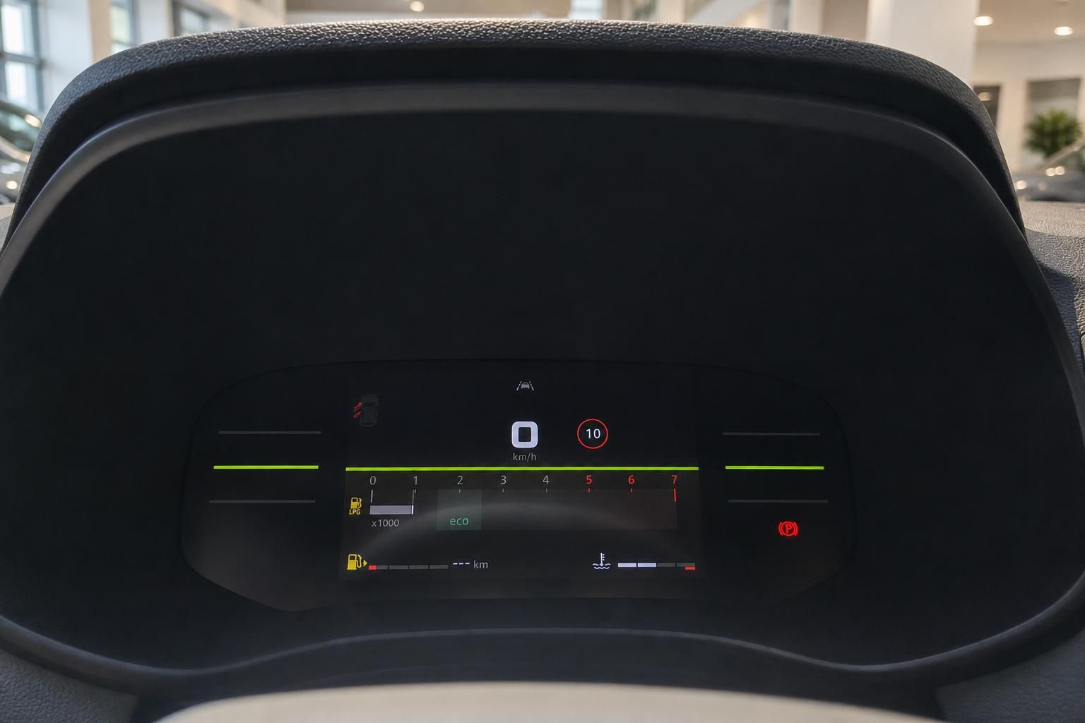 Digitales Kombiinstrument mit Tacho und LPG-Anzeige