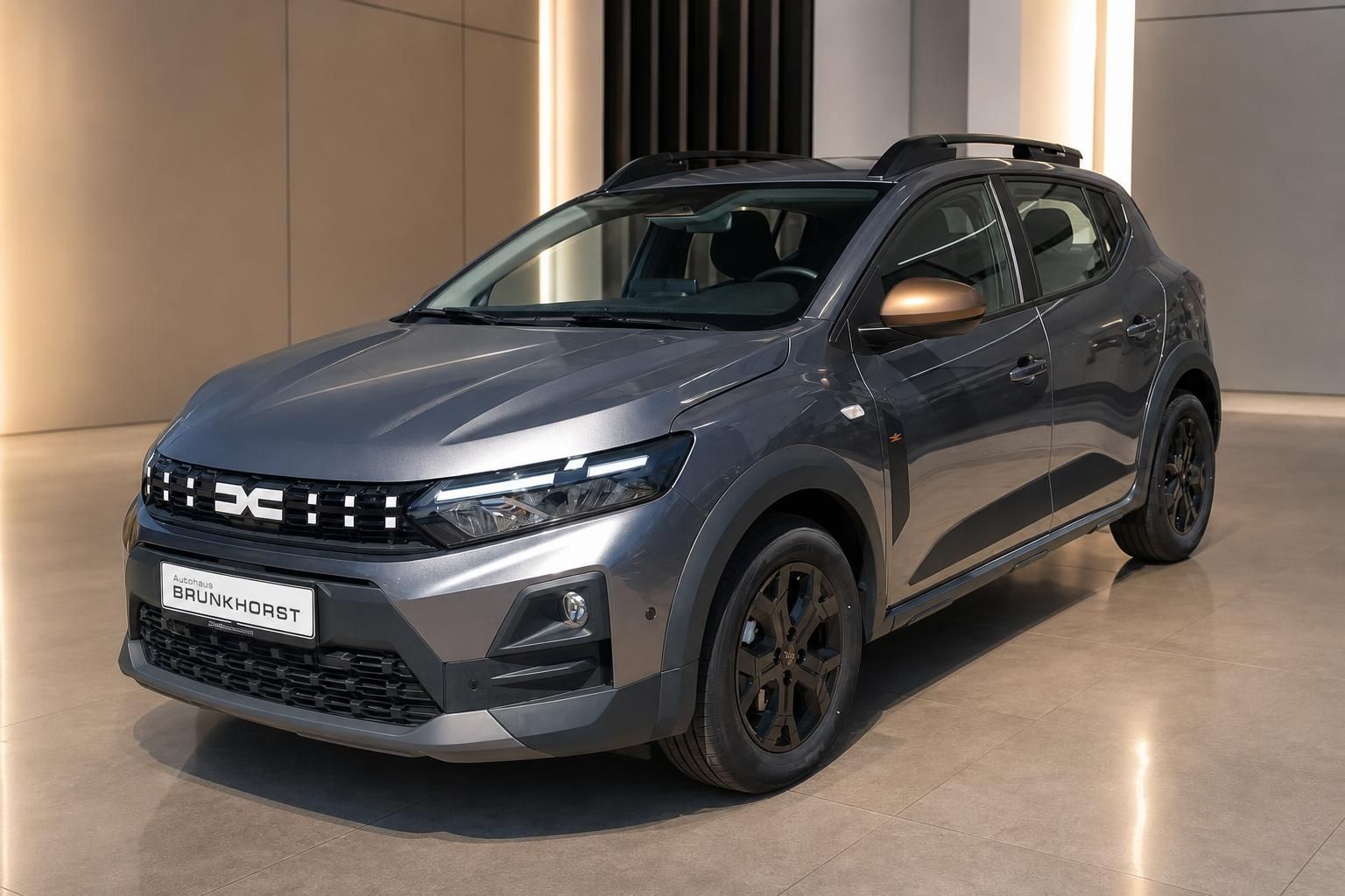 Dacia Sandero Stepway Seitenansicht grau mit Panoramadach