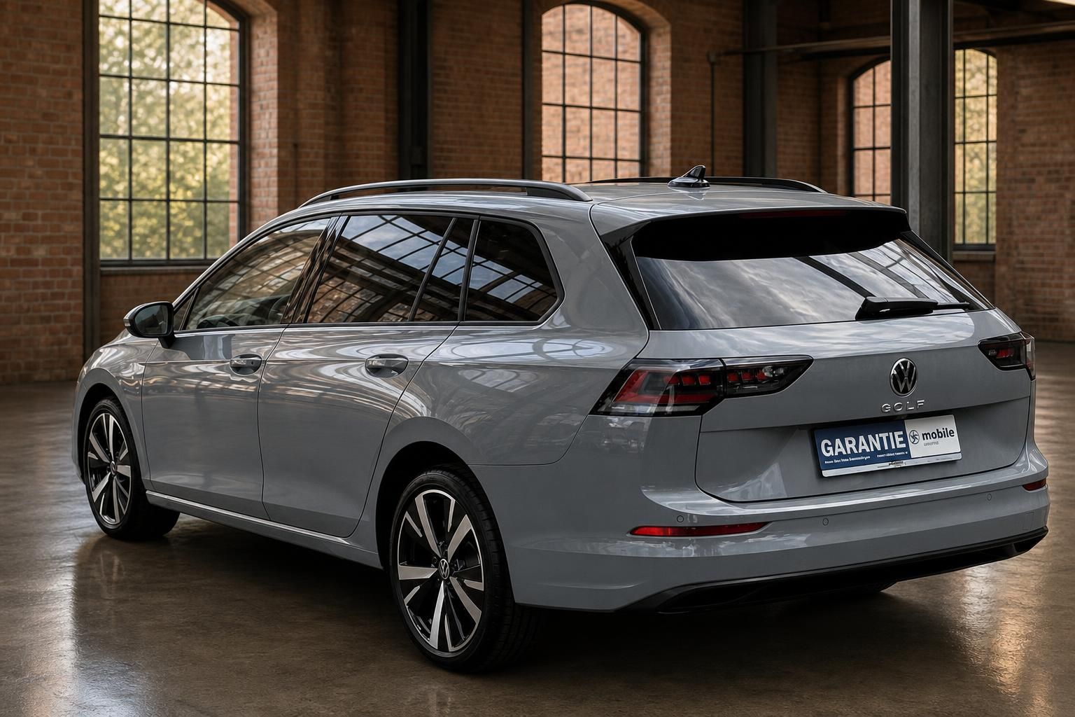 VW Golf Variant grau Heck schraeg von hinten in Loftambiente