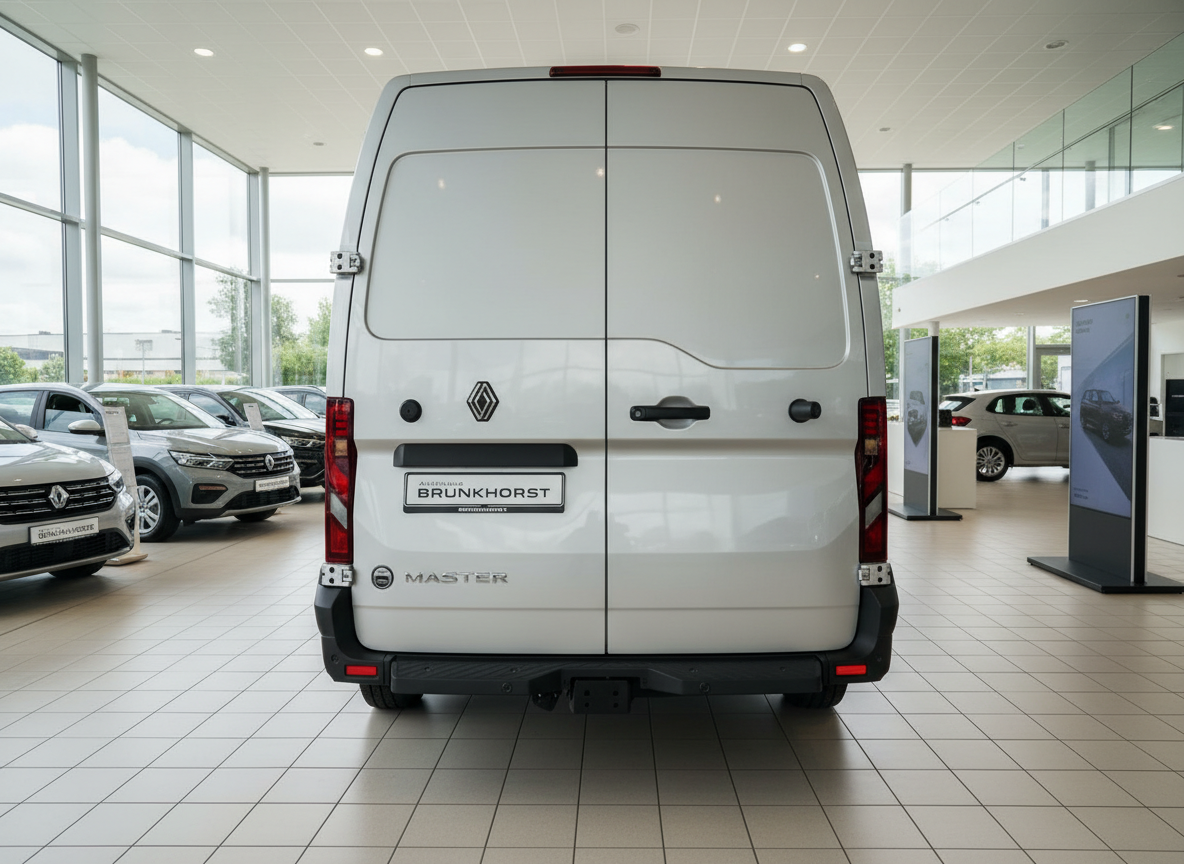 Renault Master Kastenwagen weiß Heckansicht im Autohaus Brunkhorst