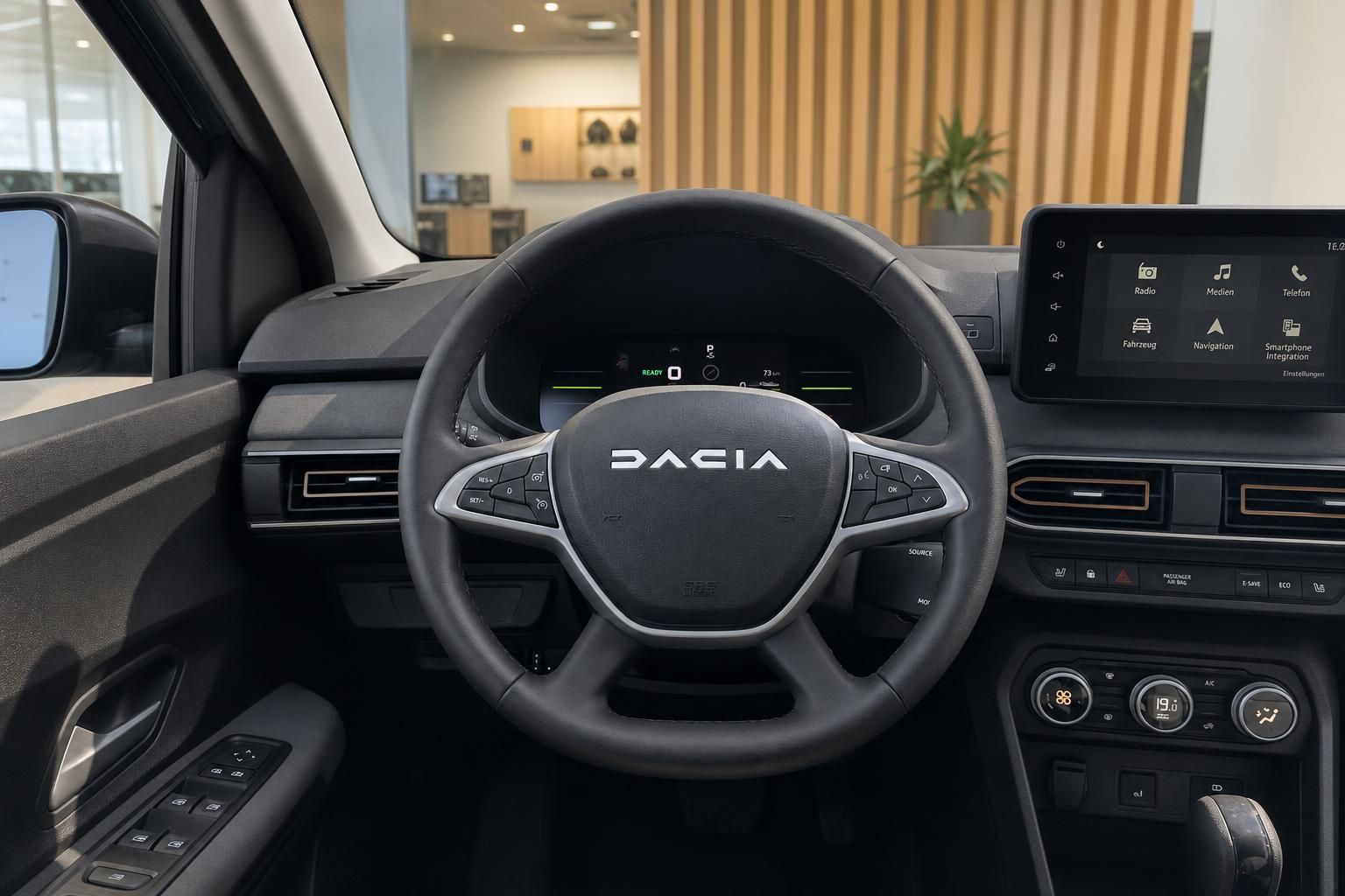 Dacia Lenkrad und Cockpit mit digitalem Display im Innenraum