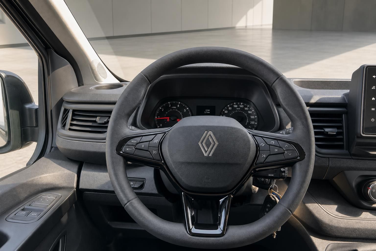 Renault Innenraum mit Lenkrad und Armaturenbrett - detaillierte Cockpit Ansicht