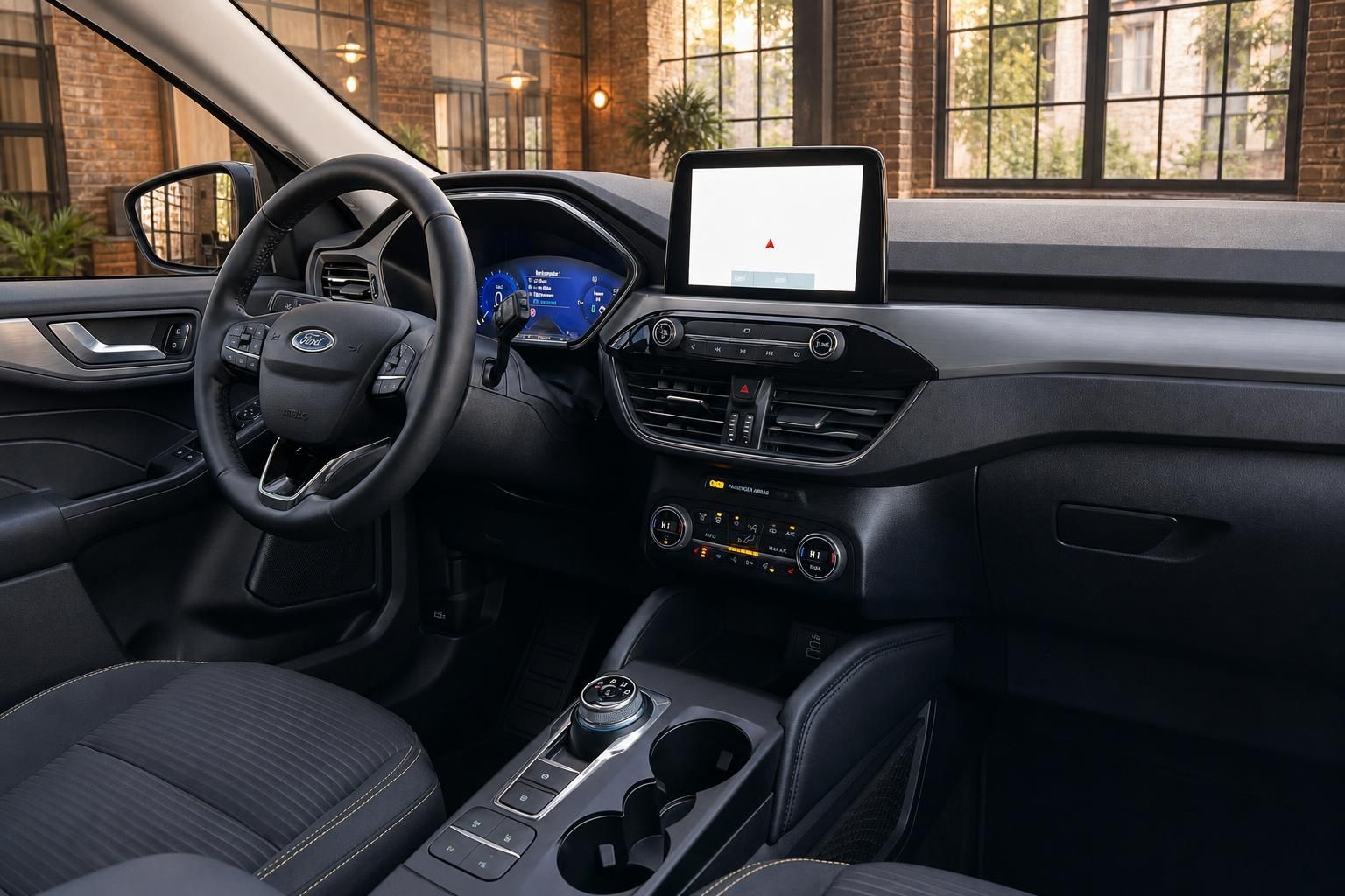 Ford Cockpit mit Lenkrad und Touchscreen Infotainmentsystem
