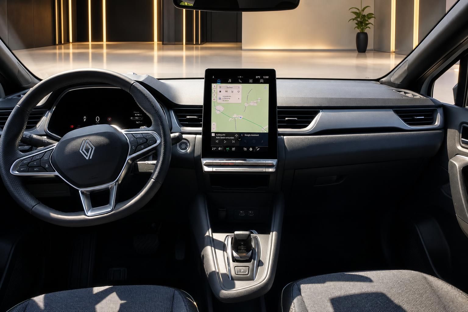 Renault Captur Innenraum Cockpit mit Touchscreen-Navigation und Lenkrad