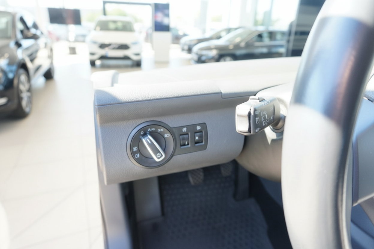 Volkswagen Innenraum Lichtschalter und Lenkstockhebel Detailaufnahme im Autohaus