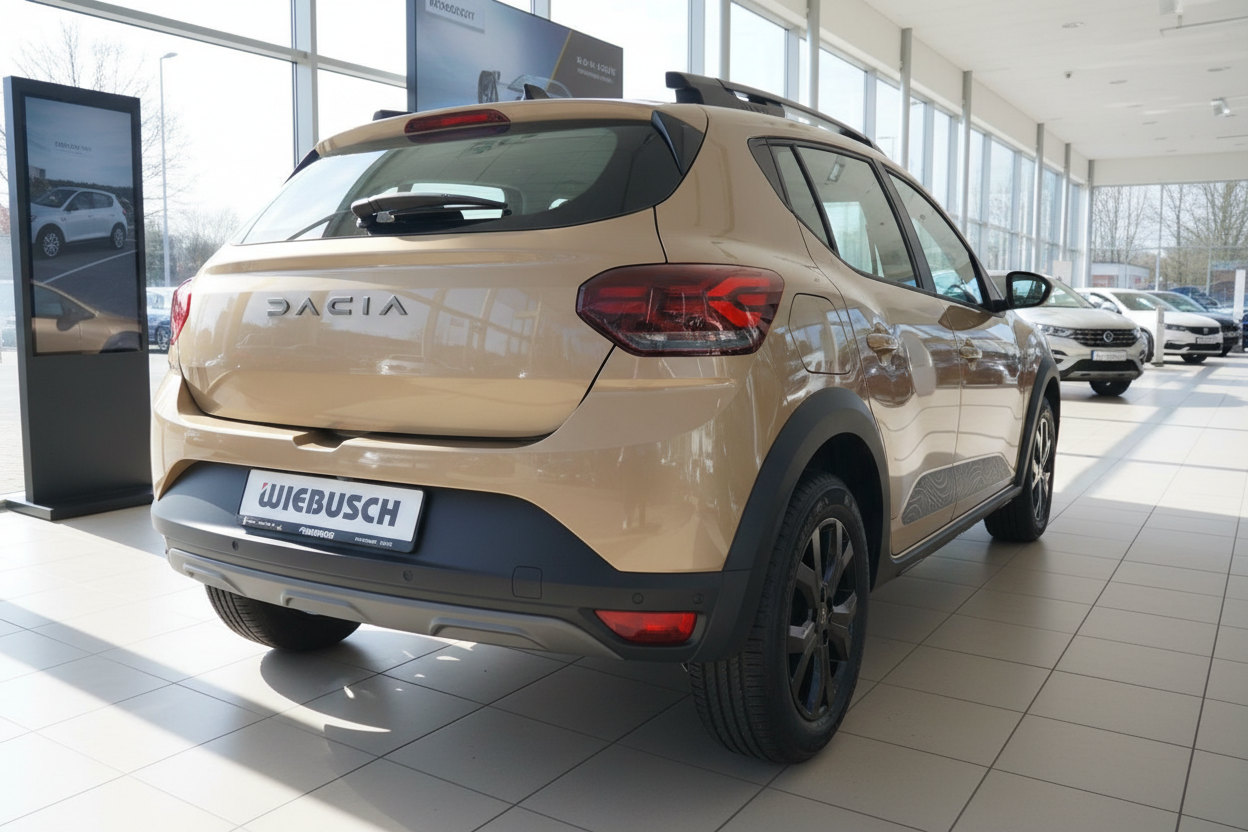 Dacia Sandero Stepway in Sand-Beige Heckansicht im Autohaus Wiebusch