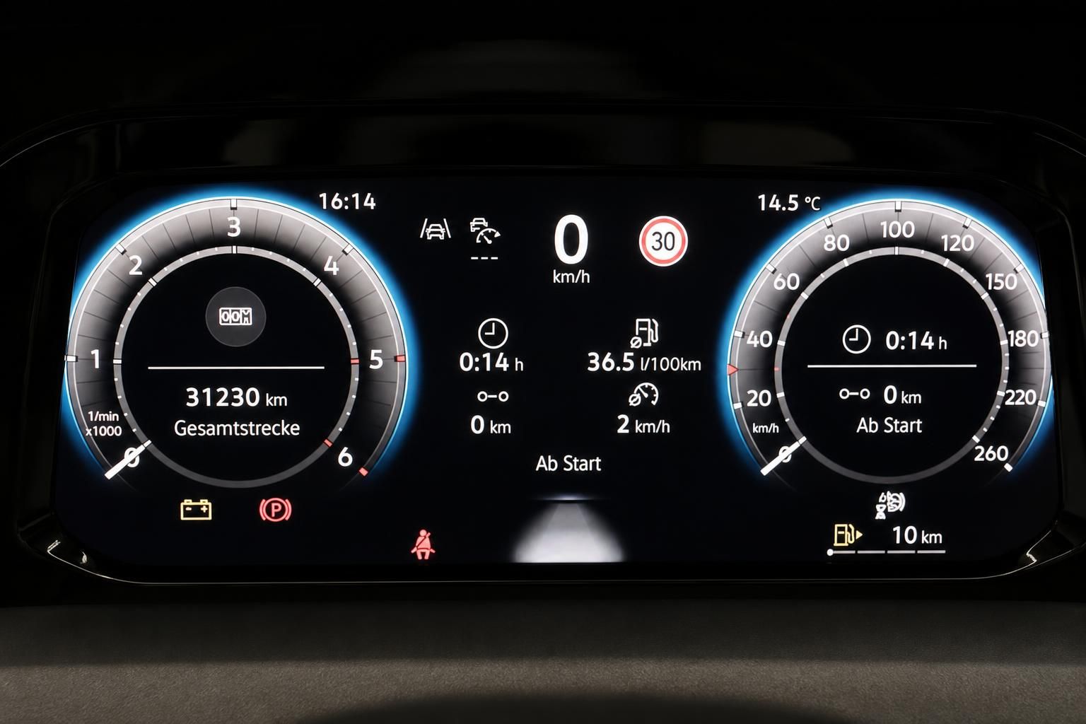 VW Kombiinstrument digital mit Tachoanzeige und Bordcomputer