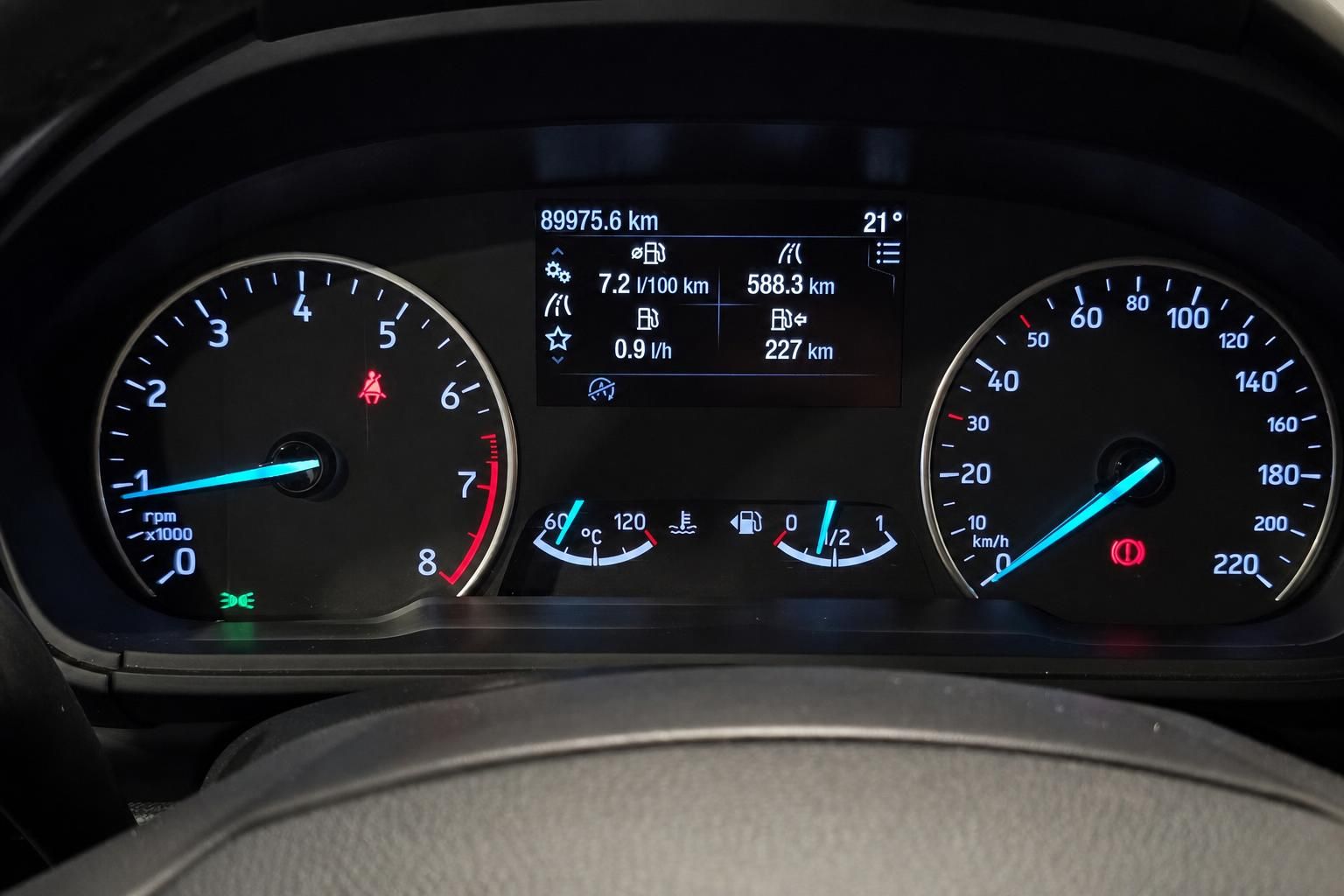 Ford Tachometer und Bordcomputer mit Kilometerstand und Verbrauchsanzeige