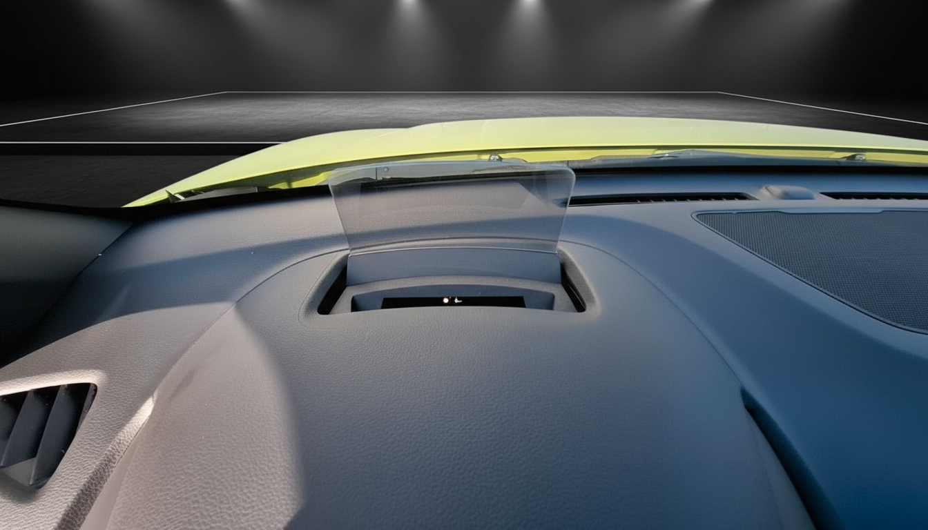 Fahrzeug Innenraum Dashboard mit Head-Up-Display und Armaturenbrett in grau