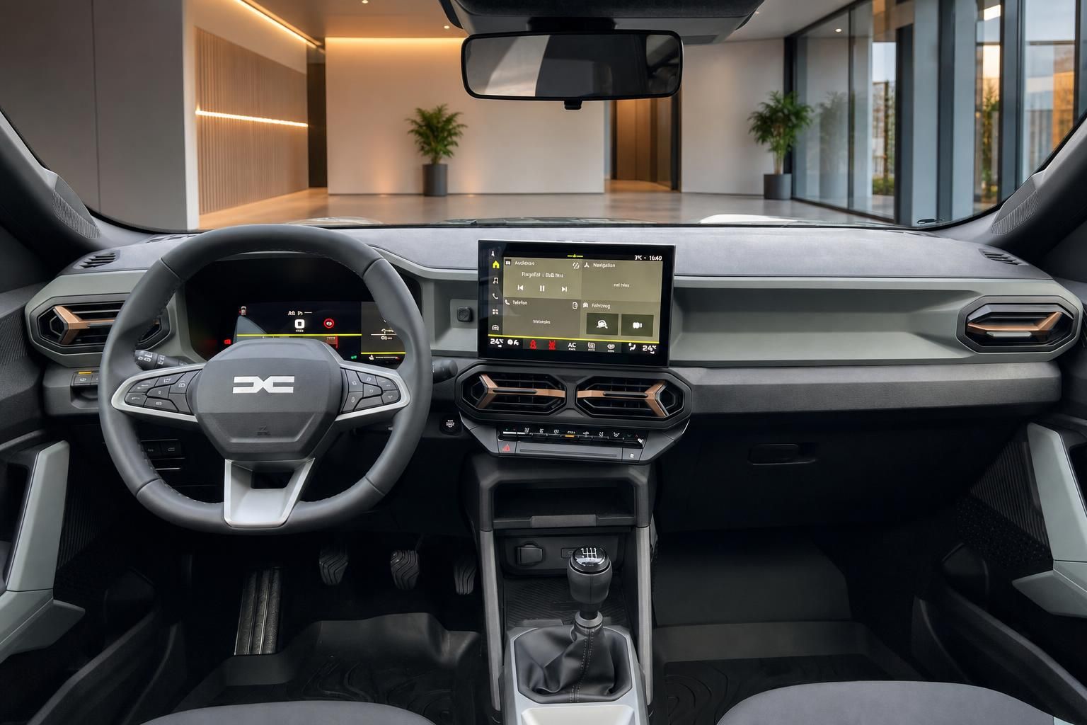 Dacia Bigster Armaturenbrett Innenansicht mit digitalem Display und zentralem Touchscreen