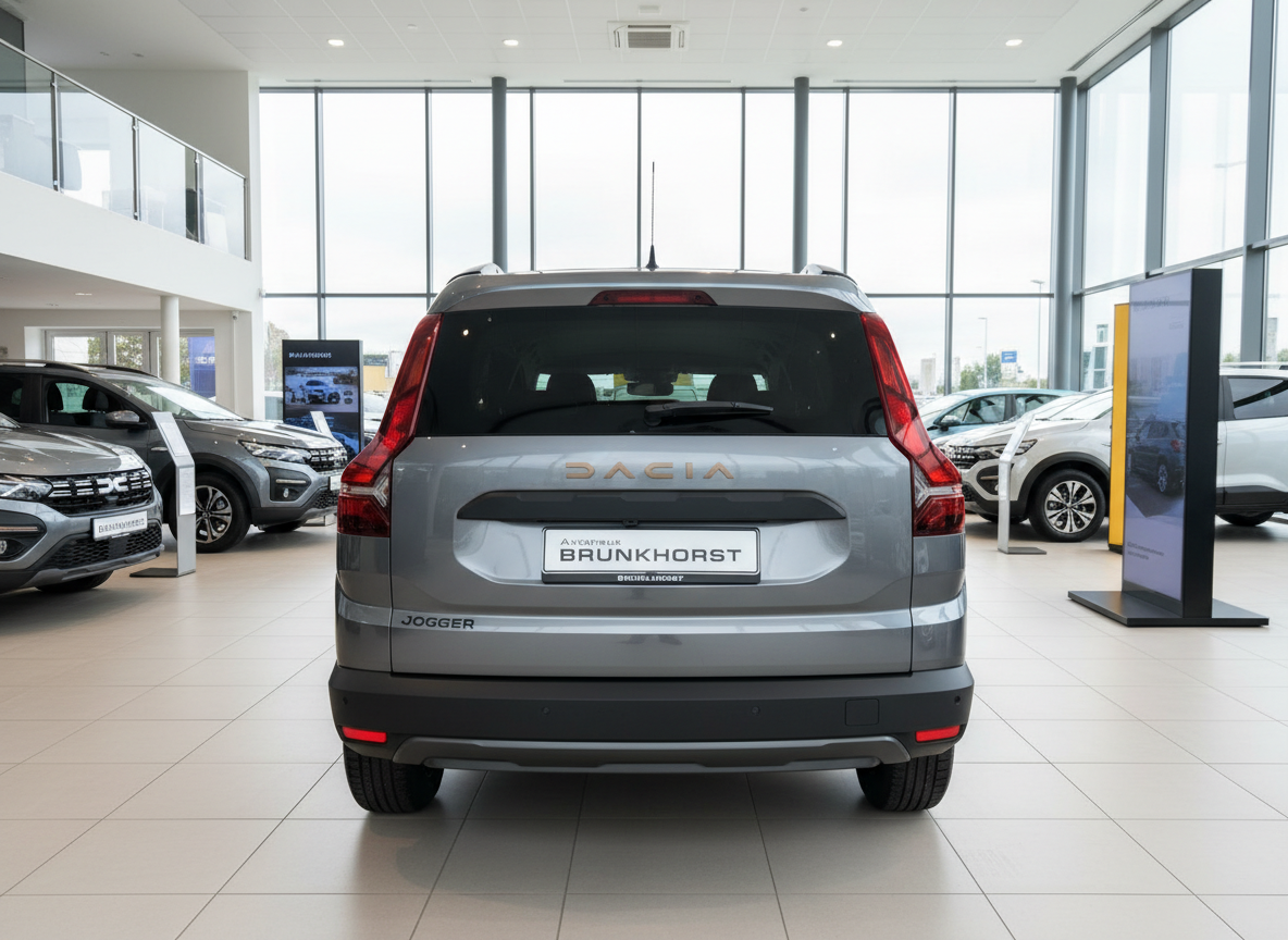 Dacia Jogger grau Heckansicht im Autohaus Brunkhorst Showroom