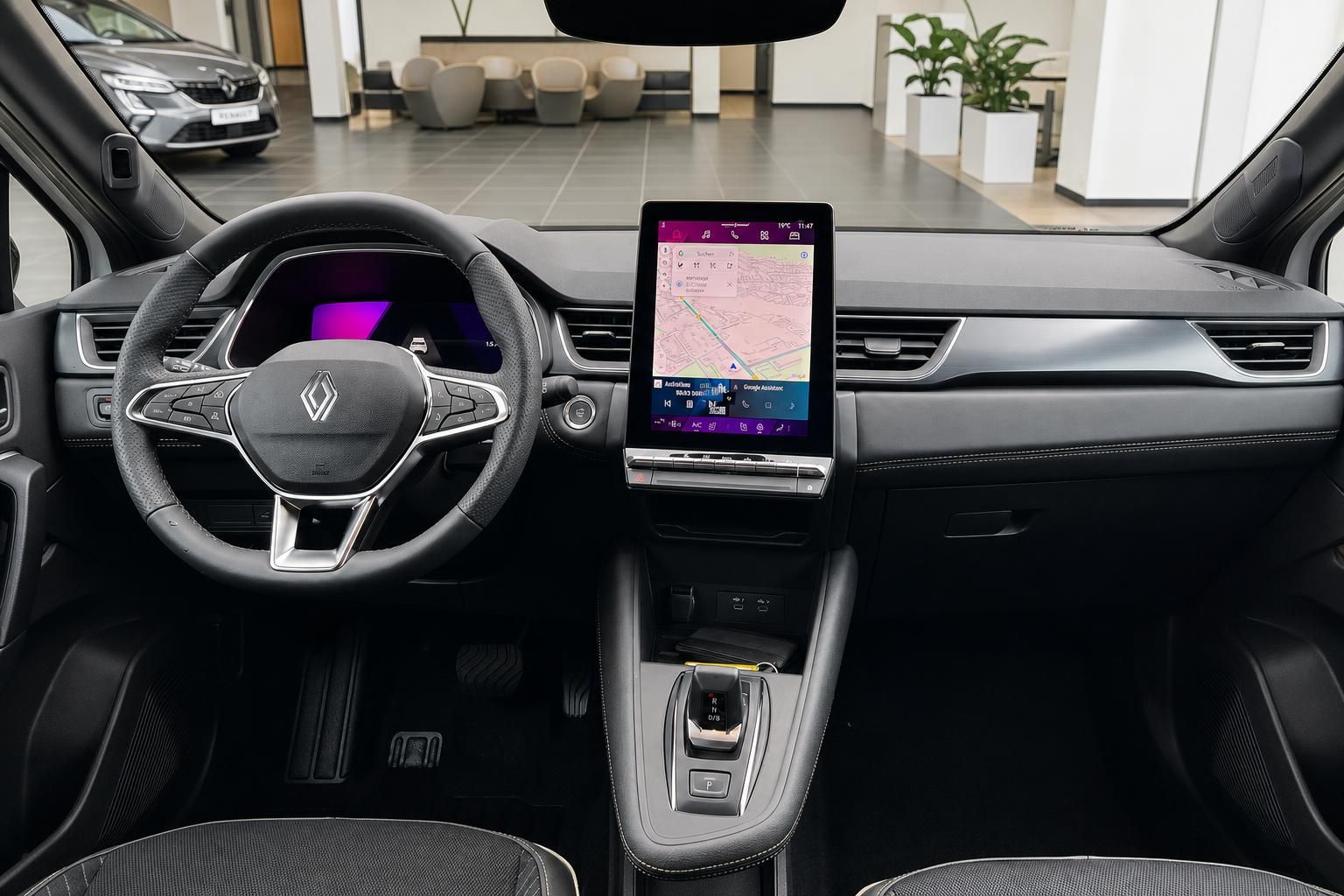Renault Symbioz Cockpit mit Lenkrad und Touchscreen Navigation