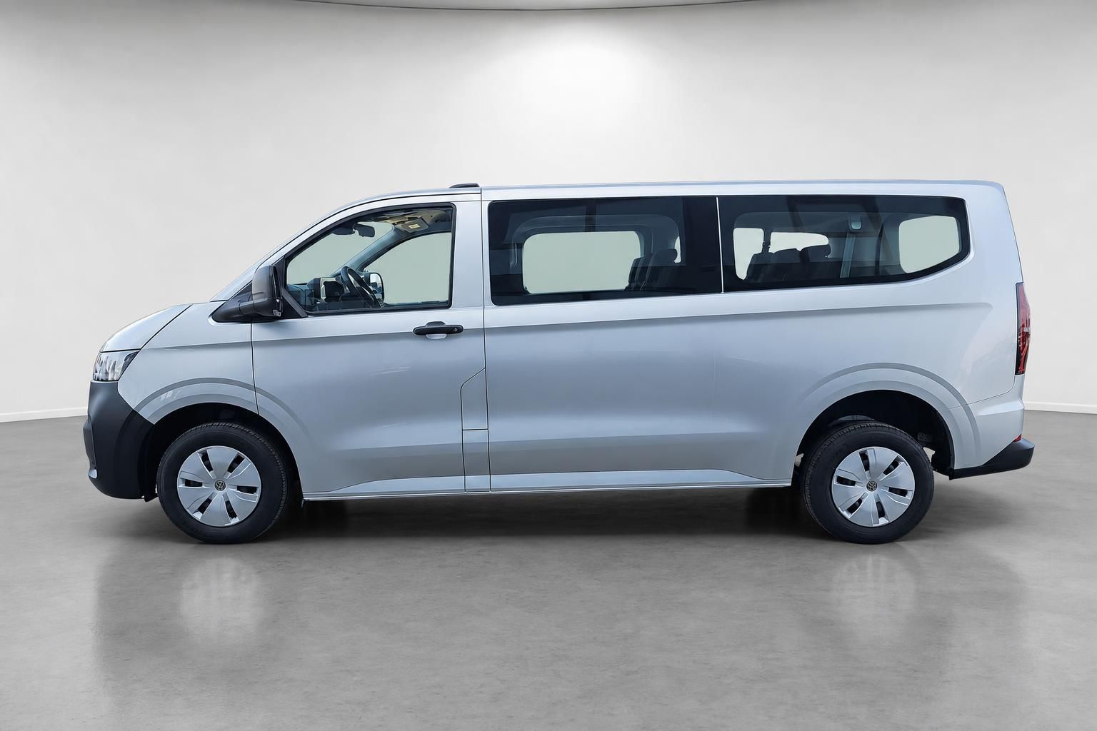 VW Bus Van in Silber, Seitenansicht komplett im Profil