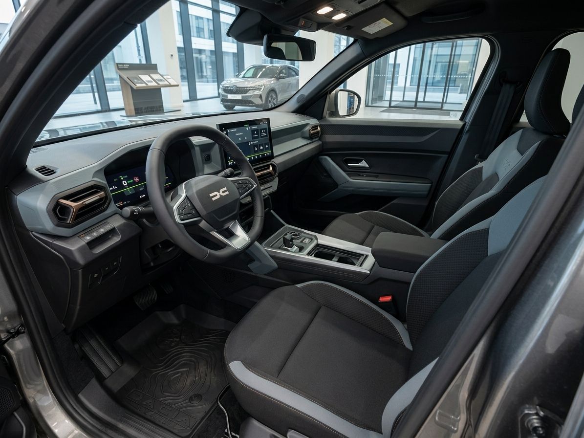 Dacia Innenraum schwarz-grau mit Touchscreen und modernem Cockpit