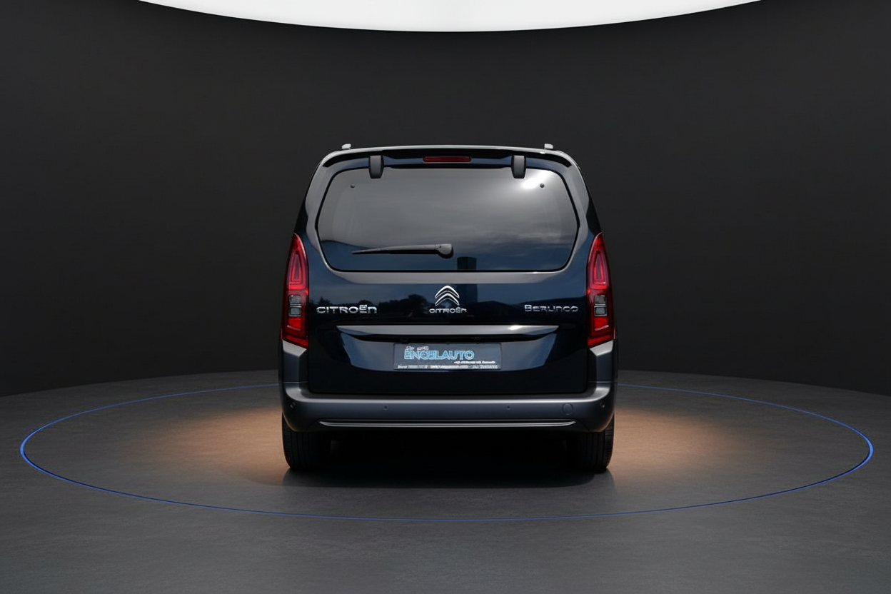 Citroën Berlingo in Dunkelblau – Heckansicht im Fotostudio