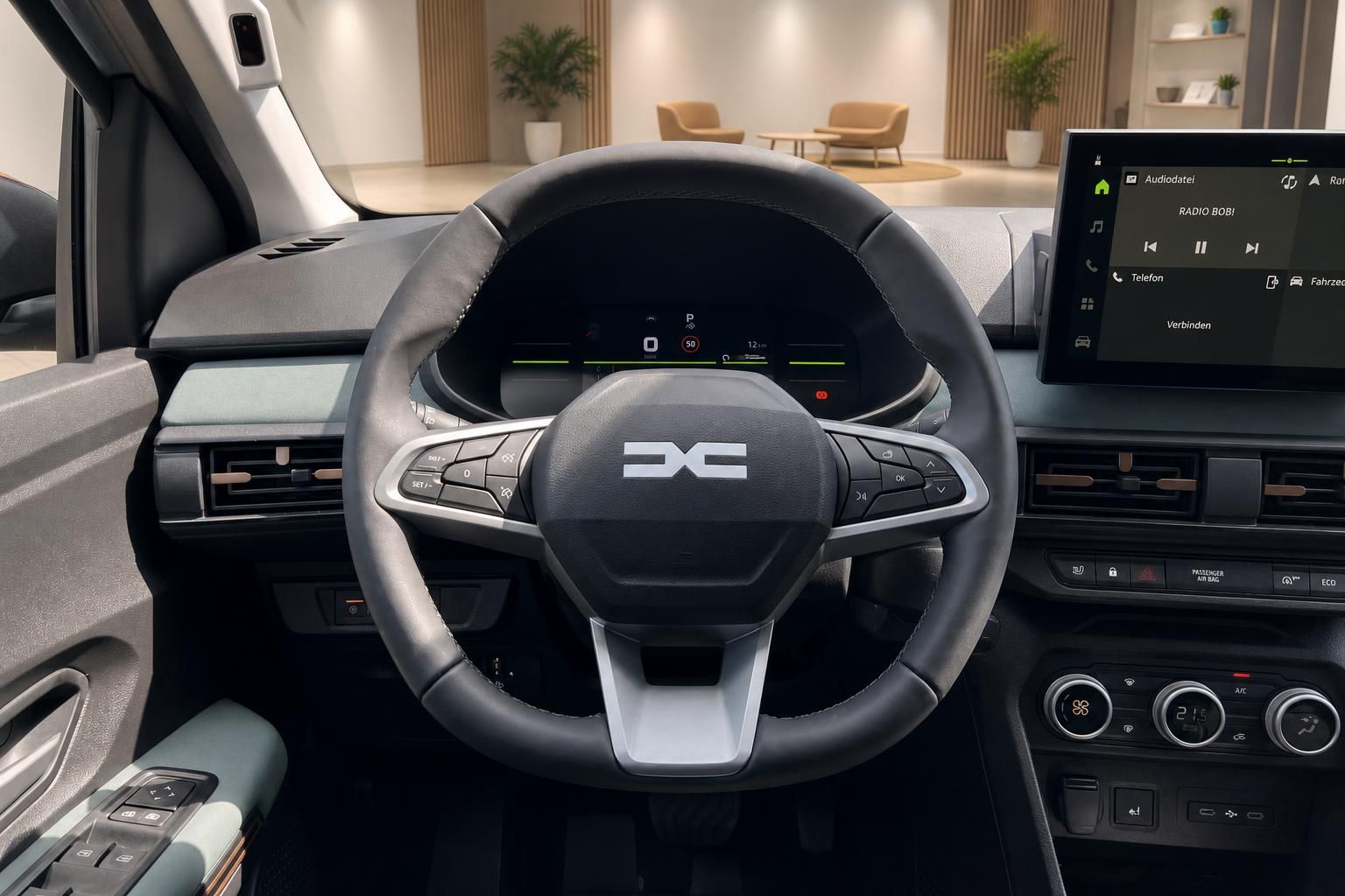 Cockpit mit digitalem Kombiinstrument und Infotainment-Display im modernen Fahrzeug