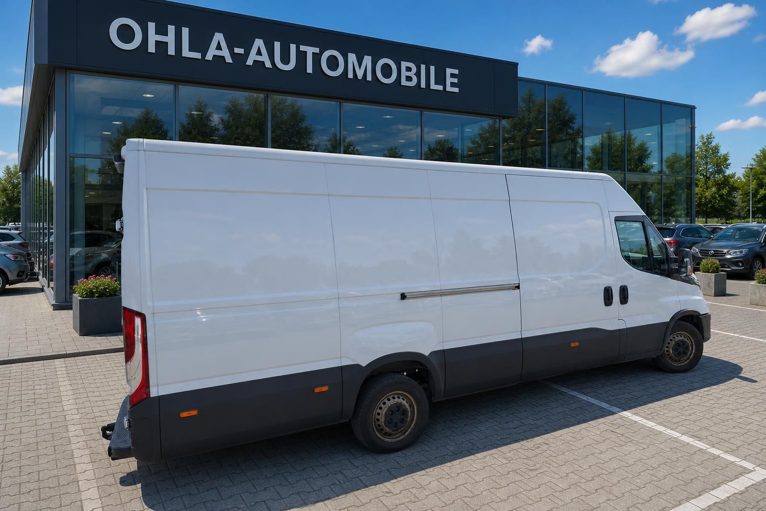 Iveco Daily Kastenwagen weiß Seitenansicht auf Händlerhof