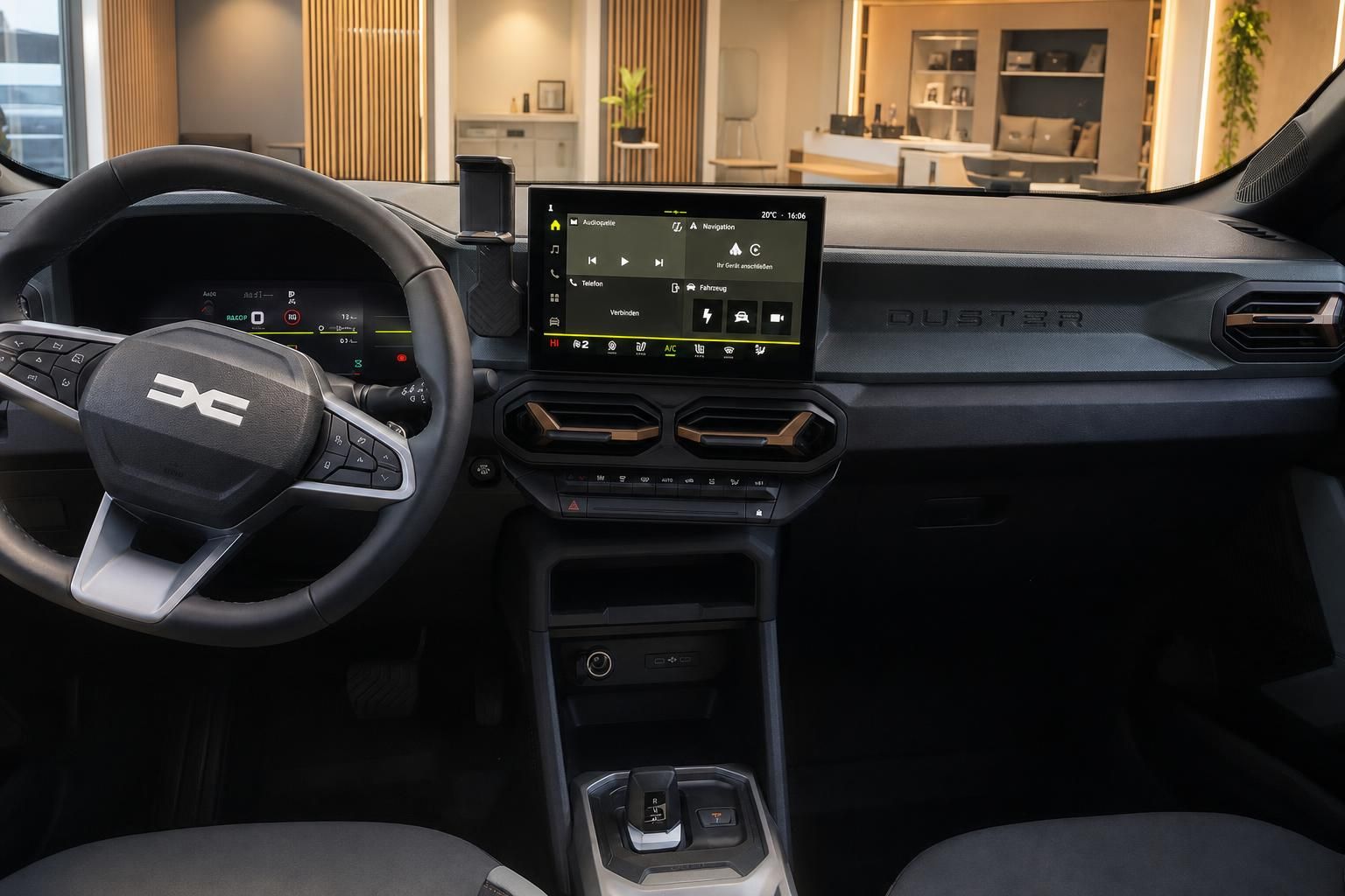 Dacia Duster Cockpit mit Lenkrad und Touchscreen Infotainment