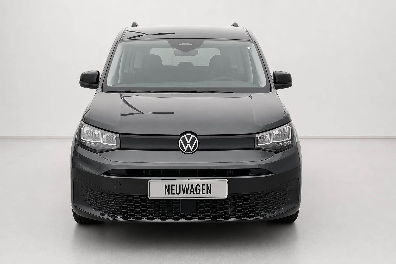 VW Caddy Neuwagen Frontansicht grau metallic Studio