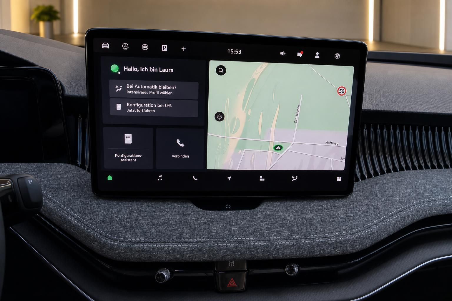 Fahrzeug Infotainment-Display mit Navigation und Bedienoberfläche