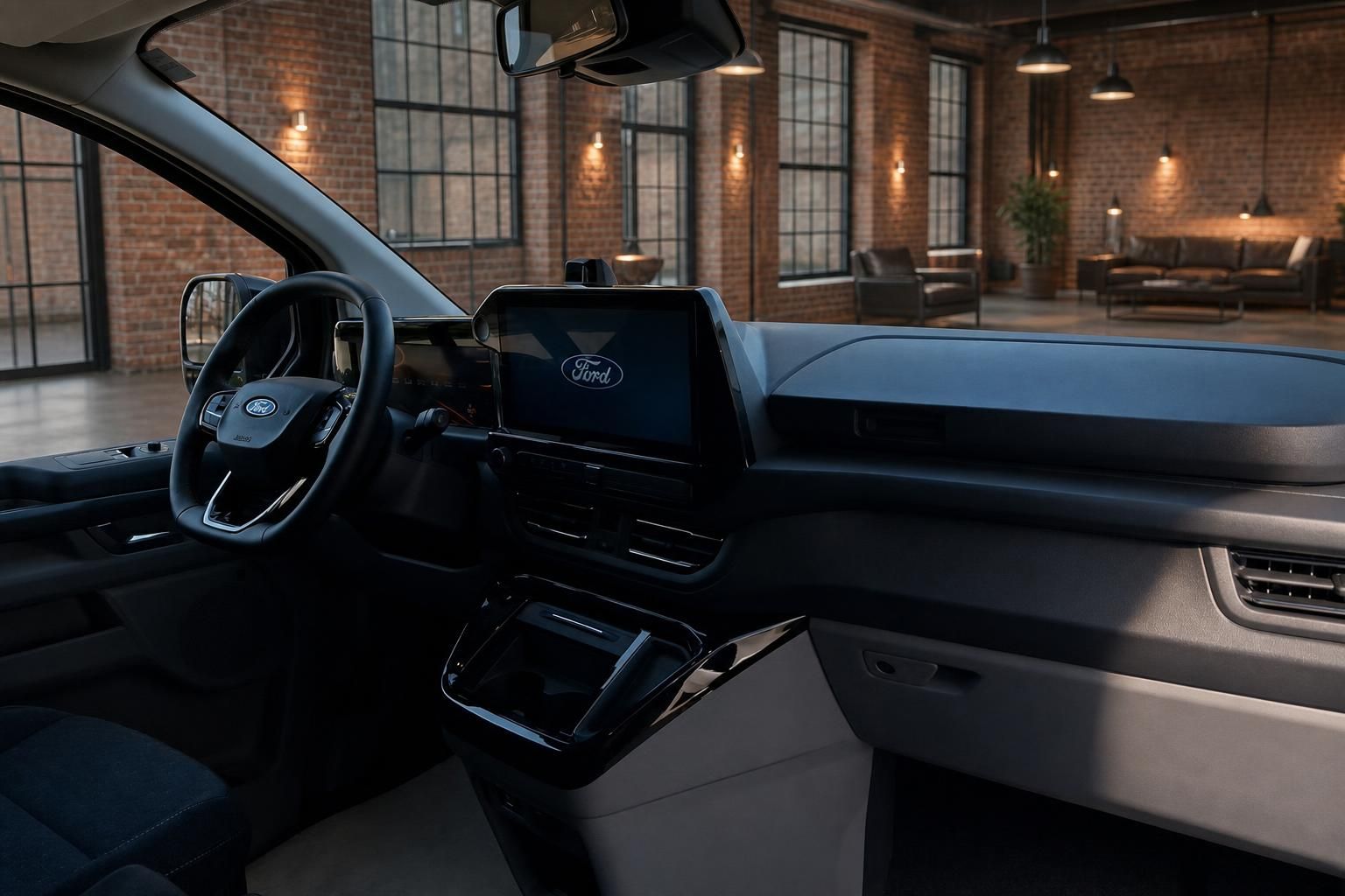 Ford Innenraum Armaturenbrett mit Touchscreen und Lenkrad