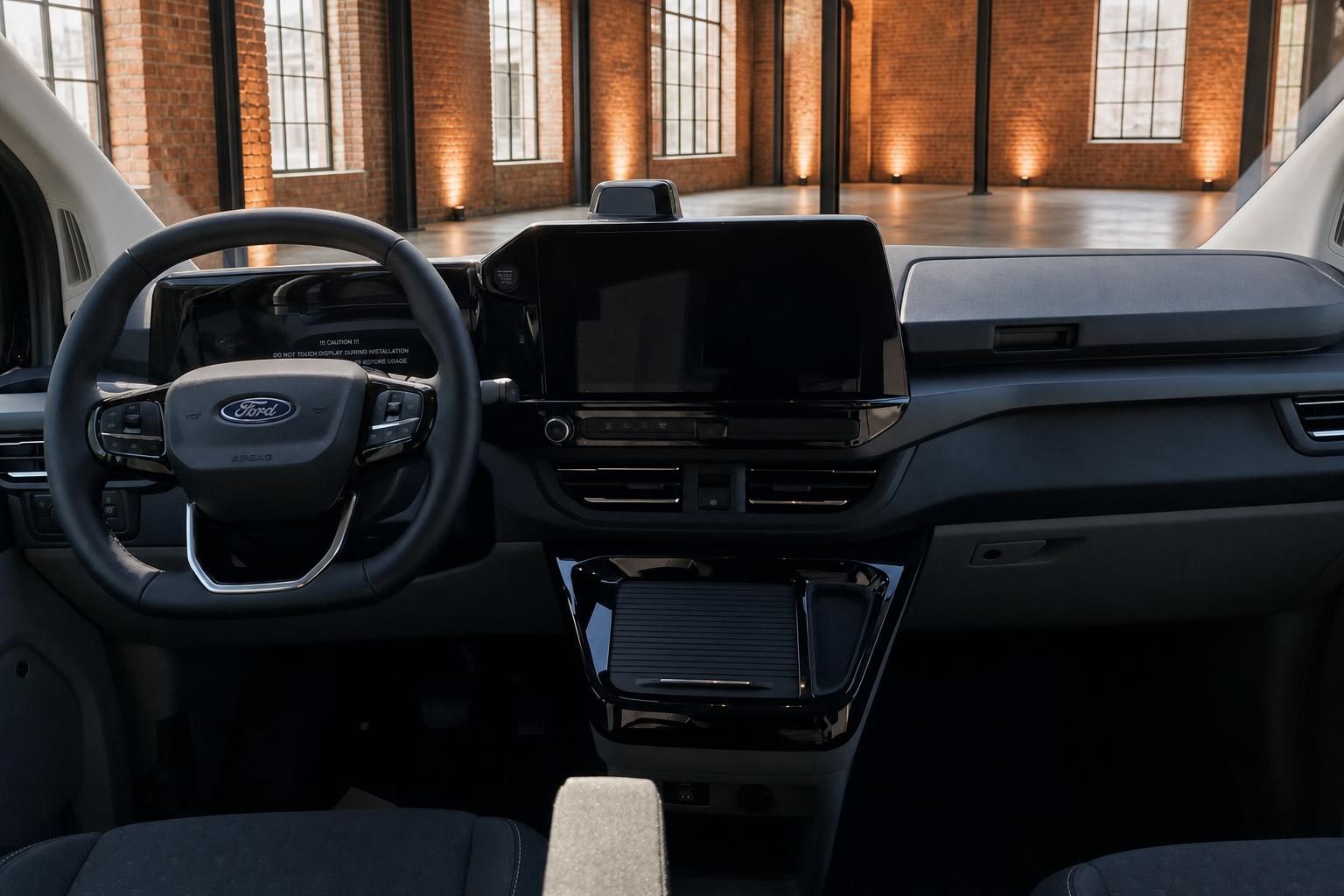 Ford Cockpit mit Lenkrad und großem Infotainment-Display