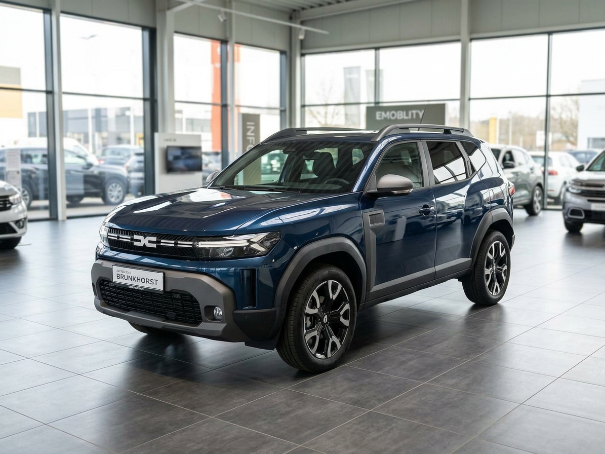 Dacia Duster SUV in Blau metallic im Autohaus Brunkhorst Showroom