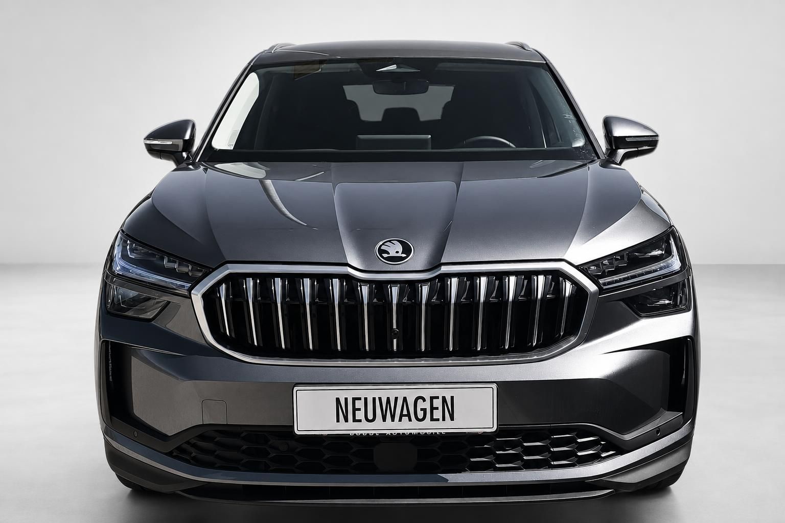 Skoda SUV Neuwagen, Frontansicht mit Kuehlergrill im Detail