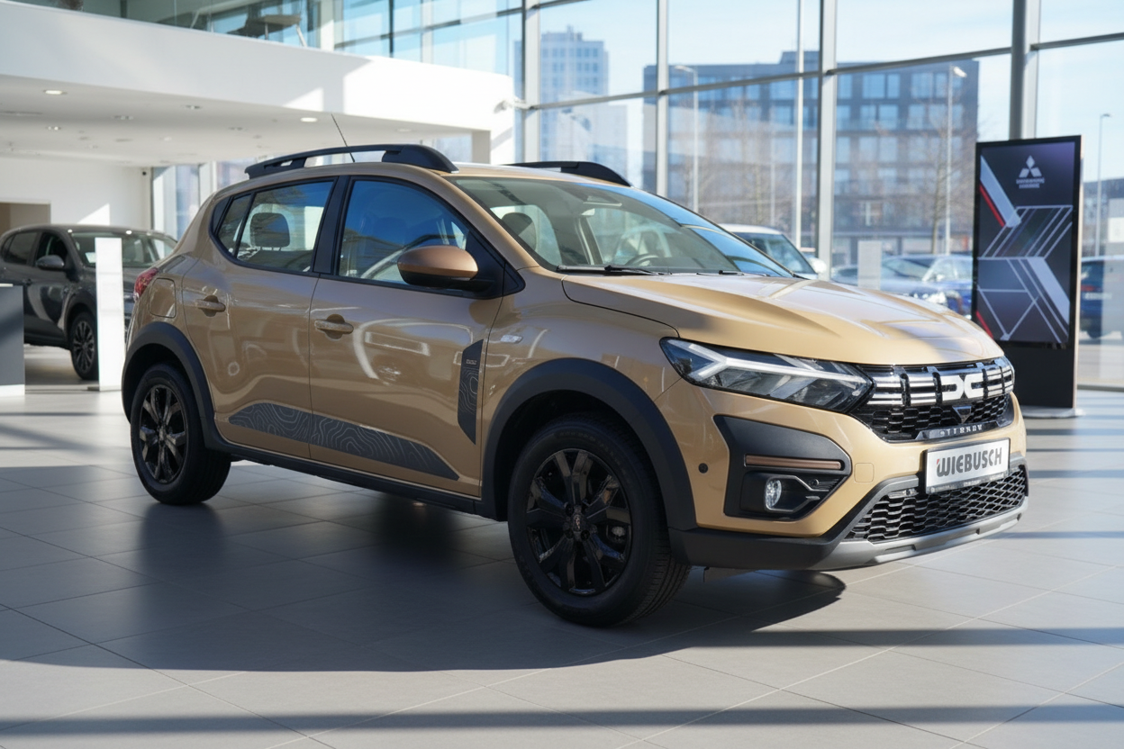 Dacia Sandero Stepway in Gold-Beige im Autohaus Wiebusch Showroom