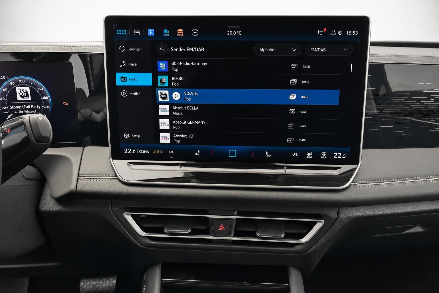 VW Tiguan Infotainment Touchscreen mit Radiosendern DAB
