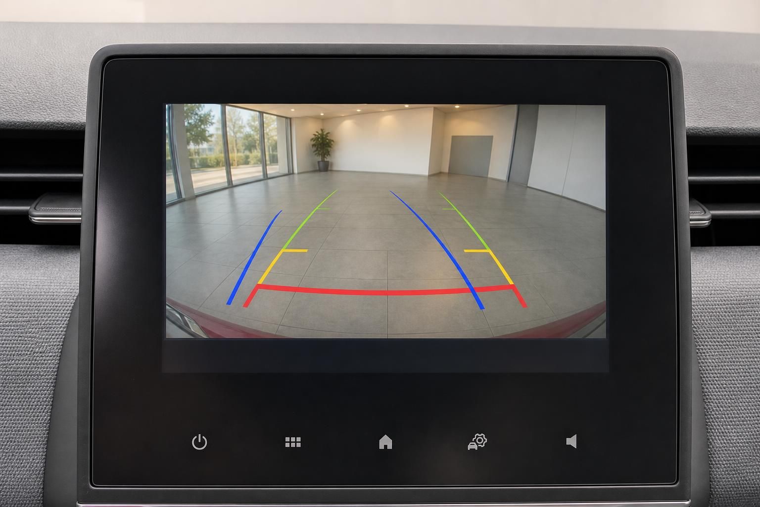 Fahrzeug Rückfahrkamera Display mit Einparklinien im Infotainment-System