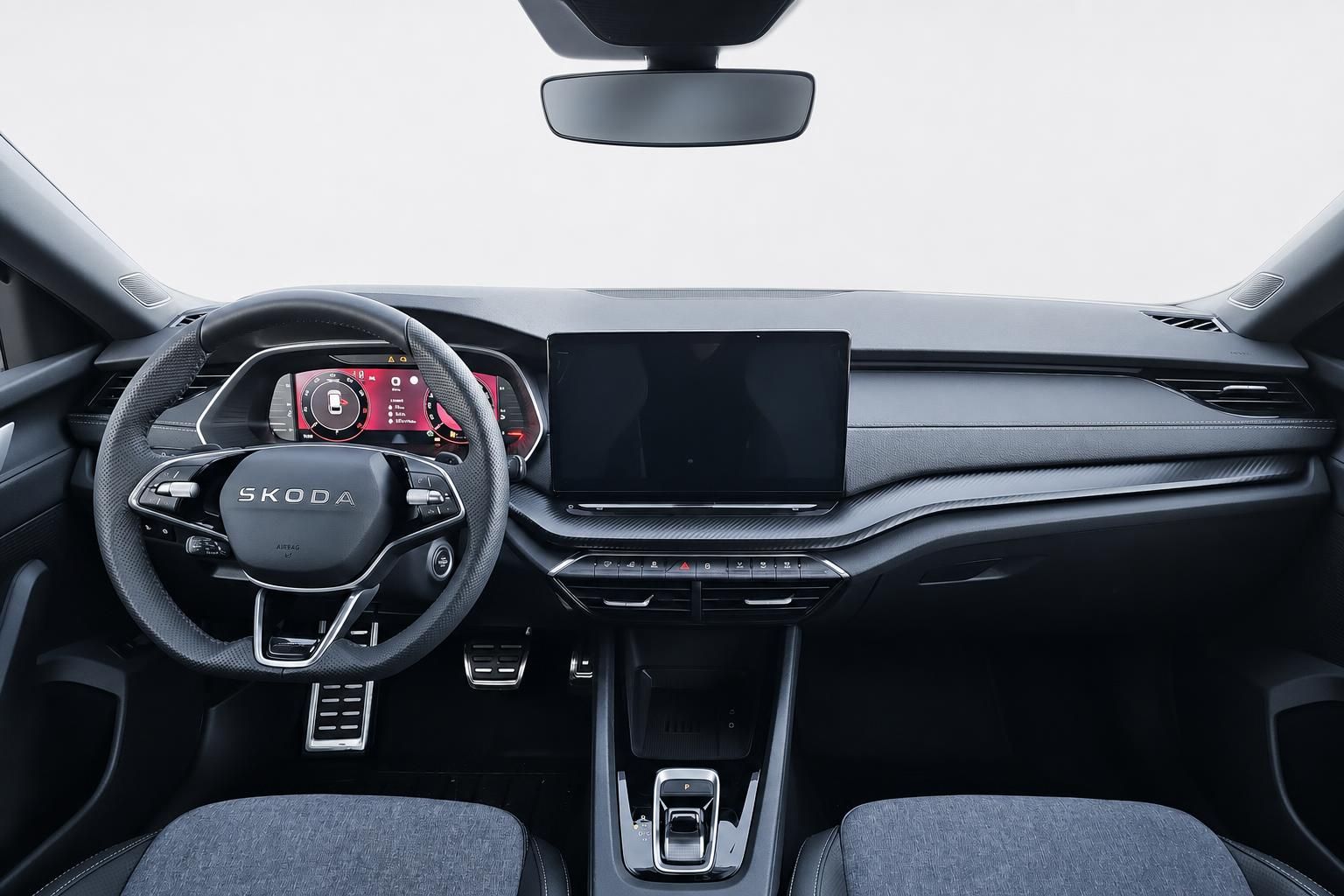 Skoda Octavia Cockpit mit Lenkrad und Infotainment-Display