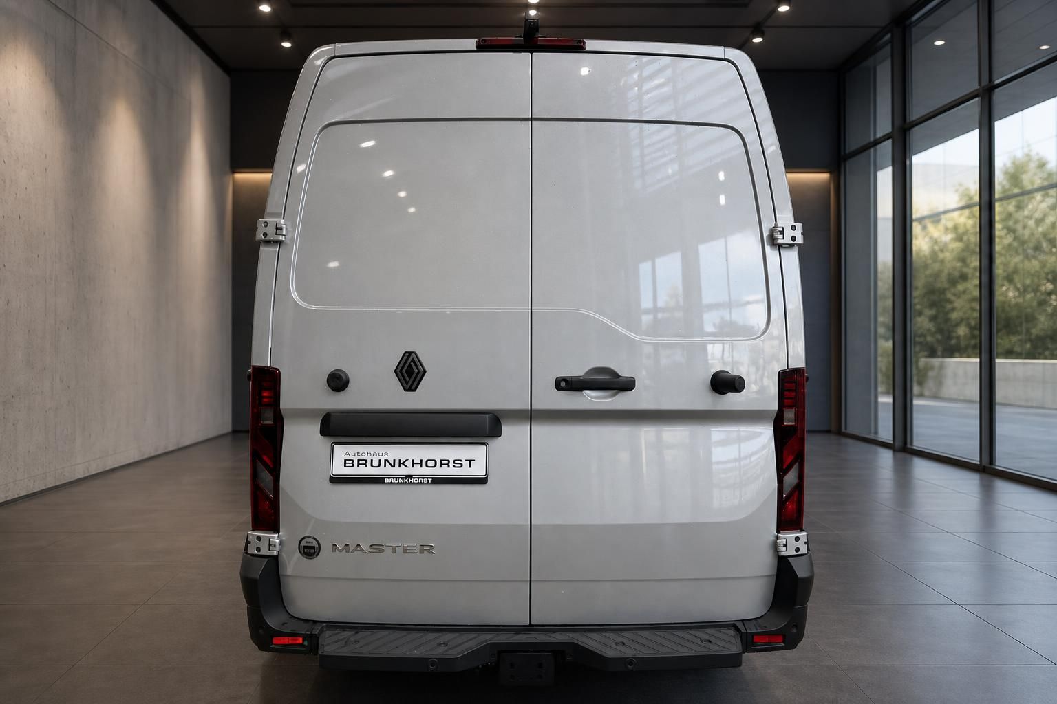 Renault Master Heckansicht weiss - Hecktüren mit Renault Logo im Autohaus