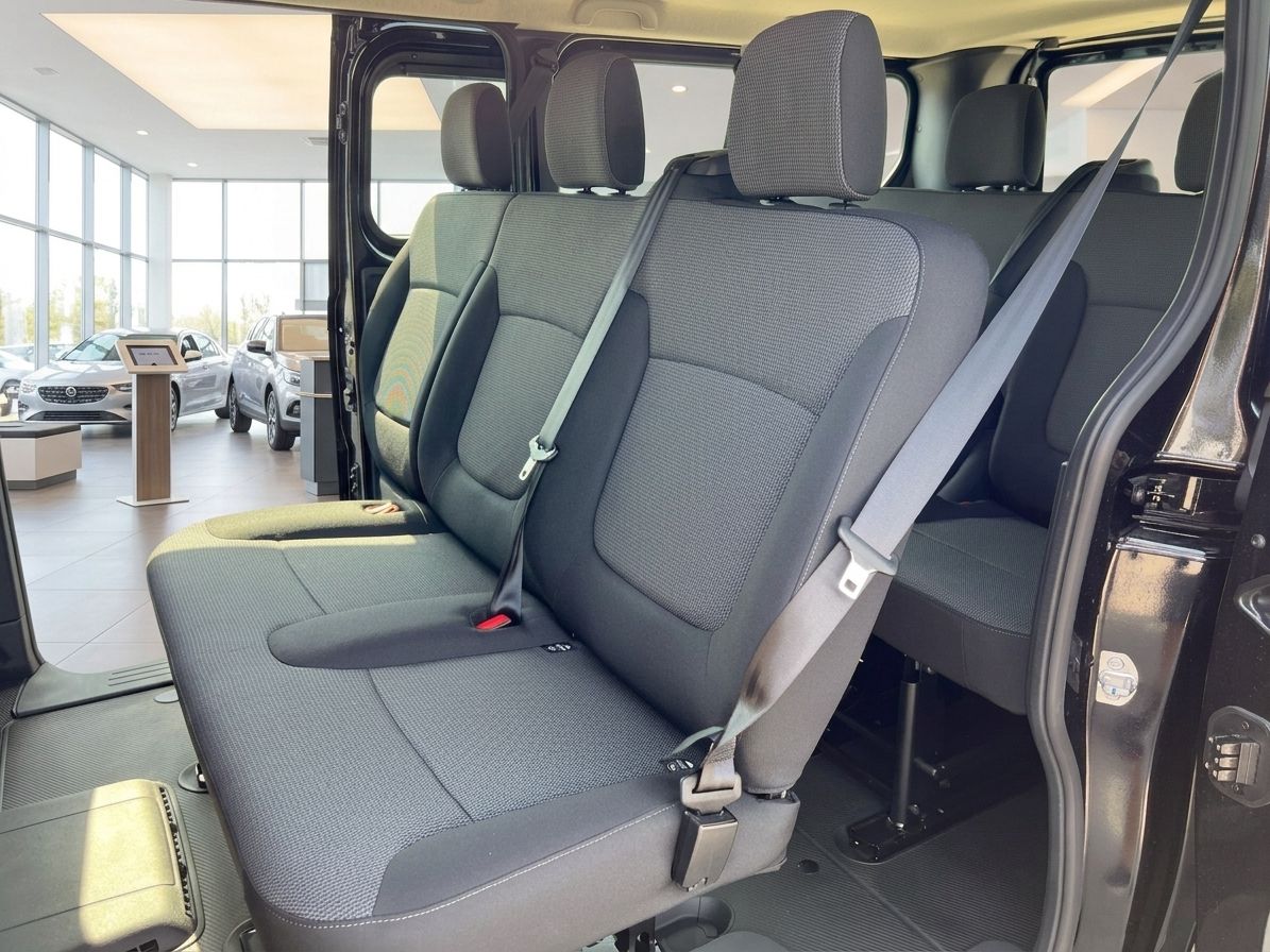 Renault Van - Innenraum mit grauen Stoffsitzen und Sicherheitsgurten