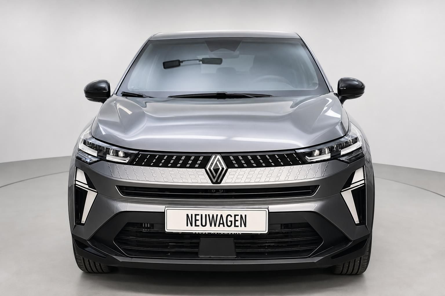 Renault Captur Neuwagen in Grau, Frontansicht mit Kühlergrill