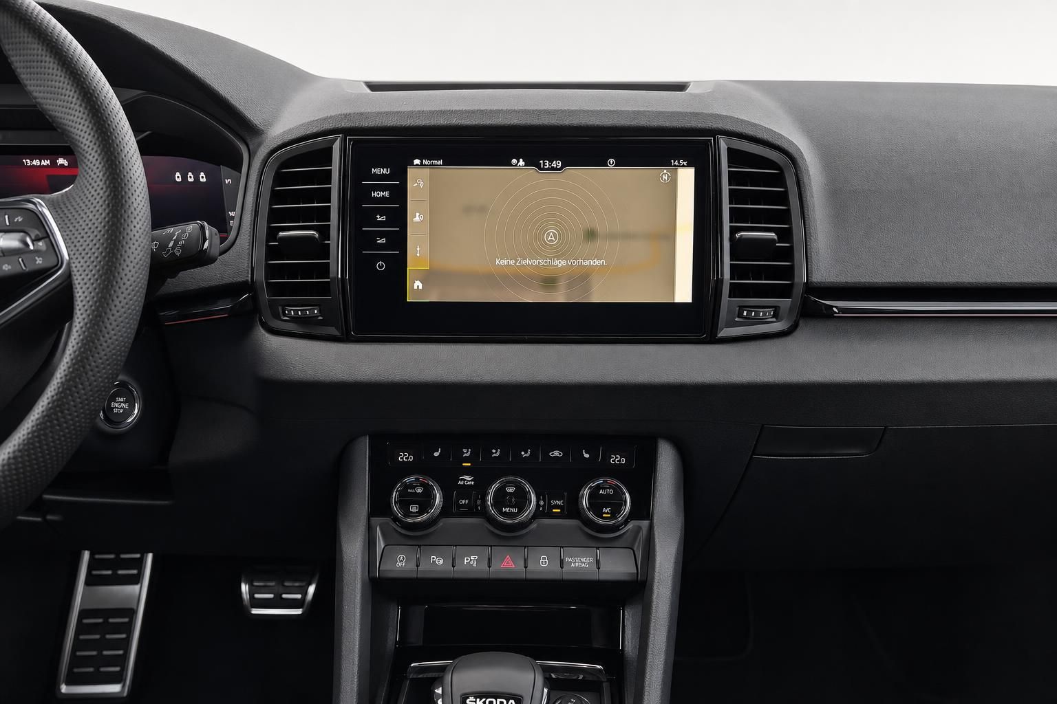 Skoda Cockpit Detailansicht mit Touchscreen und Klimabedienung