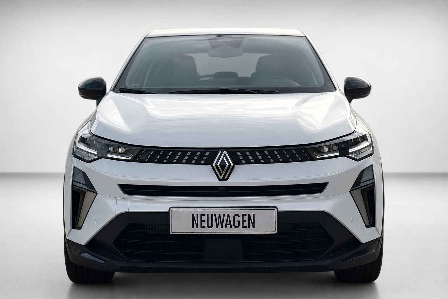 Renault Captur weiss Frontansicht mit Neuwagen Kennzeichen