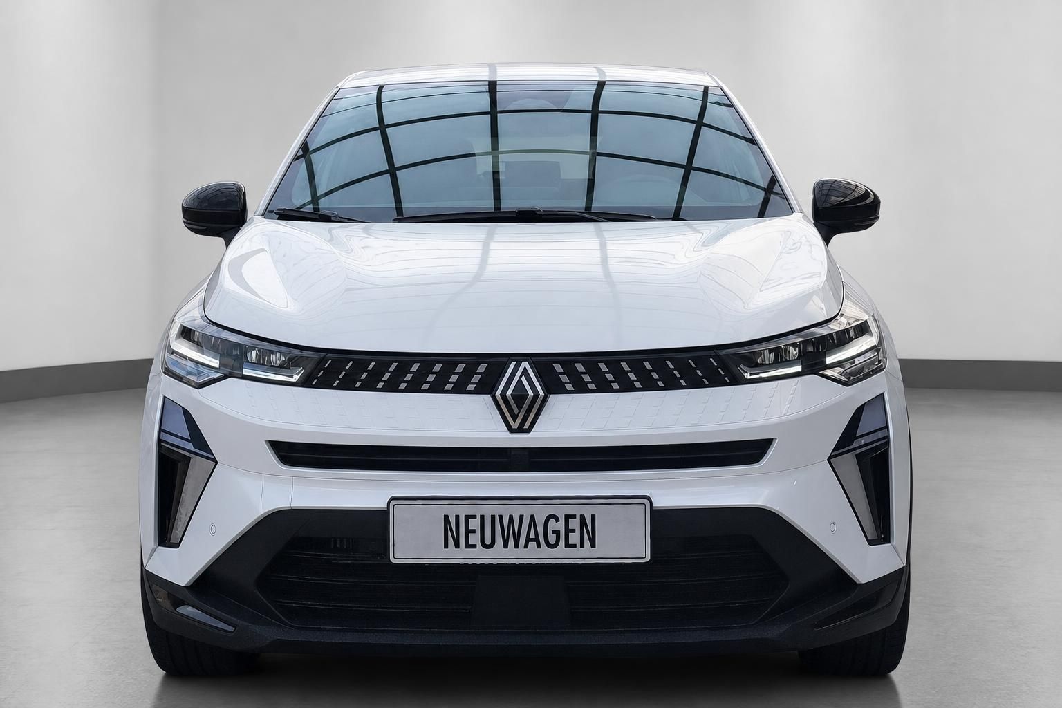 Renault Captur Neuwagen in Weiß, Frontansicht im Studio