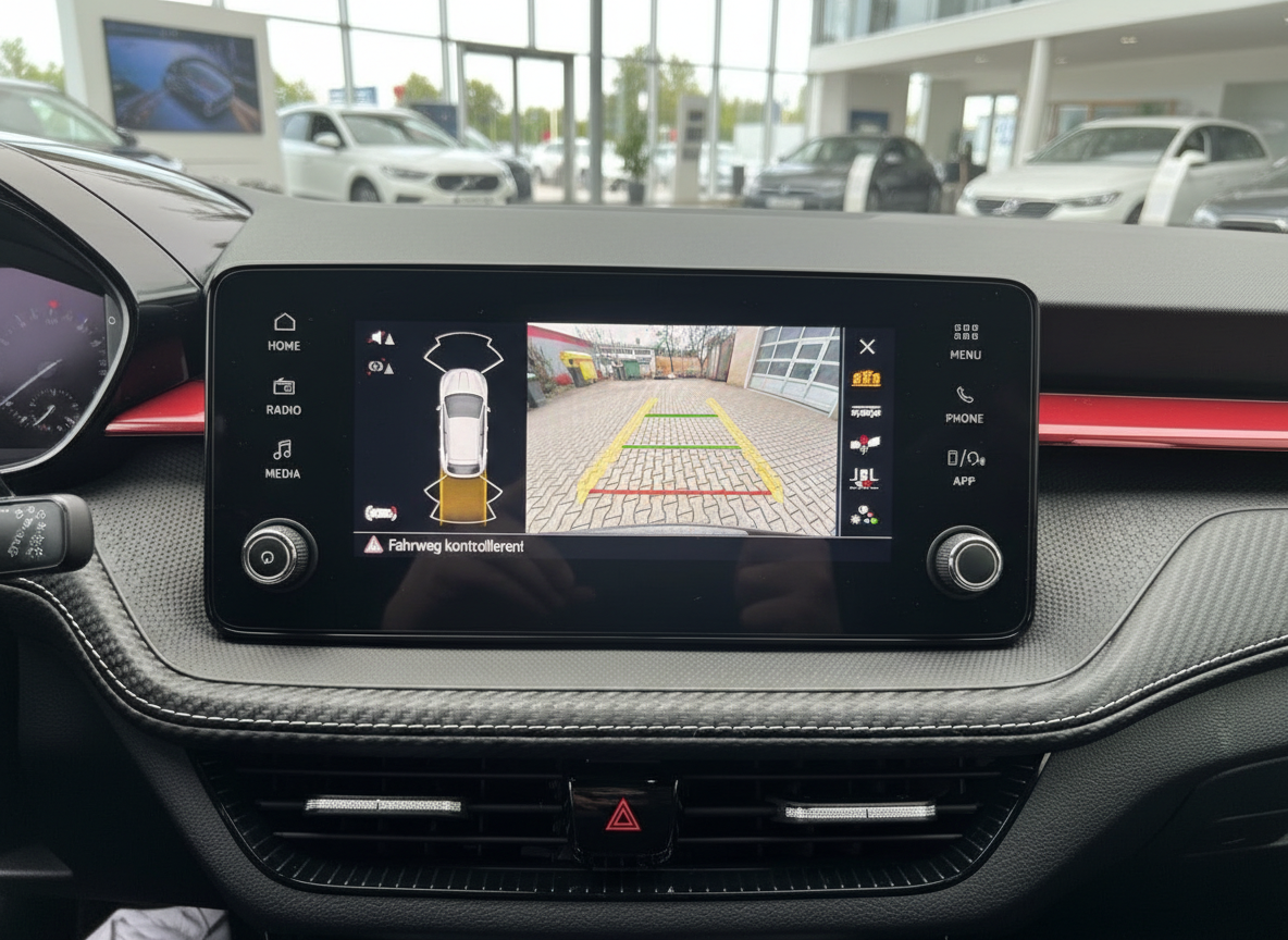 Škoda Innenraum Infotainment-Display mit Rückfahrkamera und Parkassistent