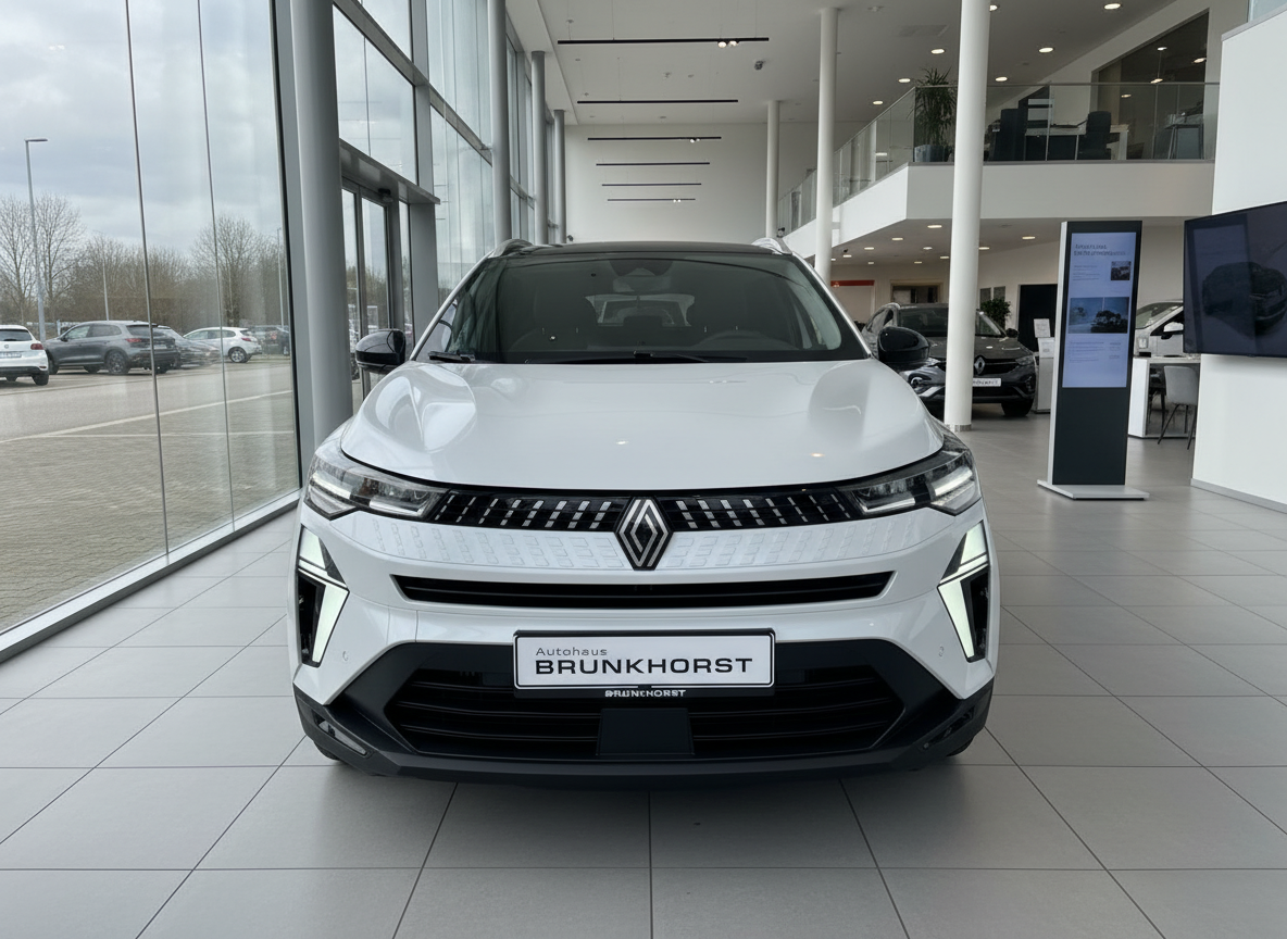 Renault SUV in Weiß Frontansicht im Autohaus Brunkhorst Showroom